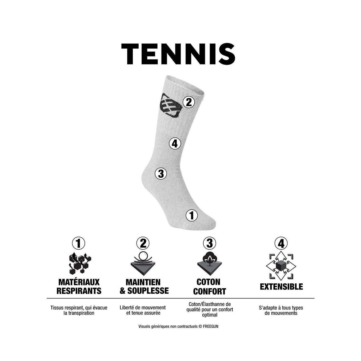 FREEGUN Lot de 6 paires de tennis enfant modèle FRGN