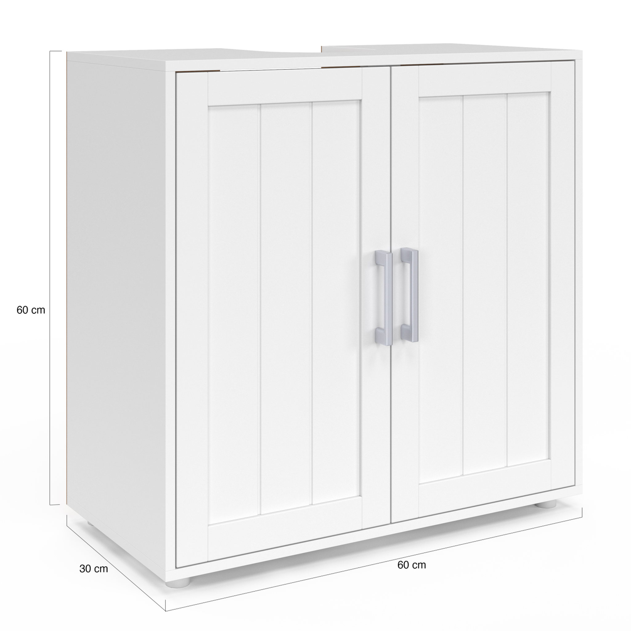 Voir la diapositive 5 : ID MARKET Meuble sous lavabo salle de bain waldo bois blanc