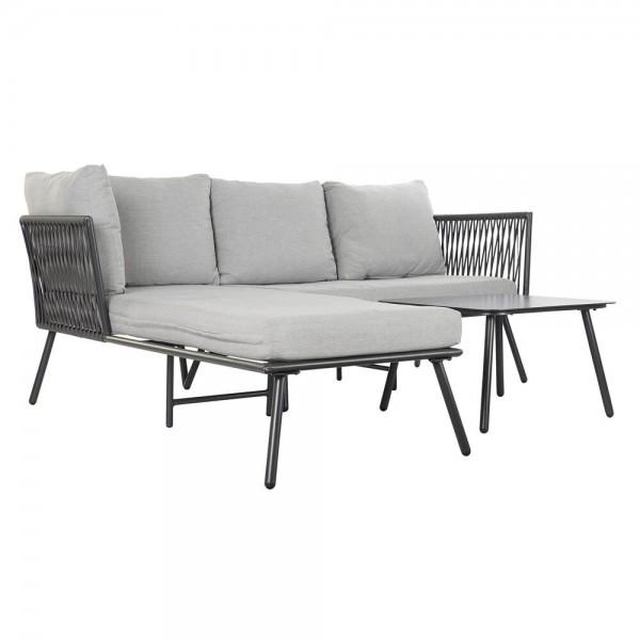 Voir la diapositive 6 : MARKET24 Canapé de jardin DKD Home Decor Noir Métal Aluminium Corde 30 x 40 cm 192 x 163 x 86 cm