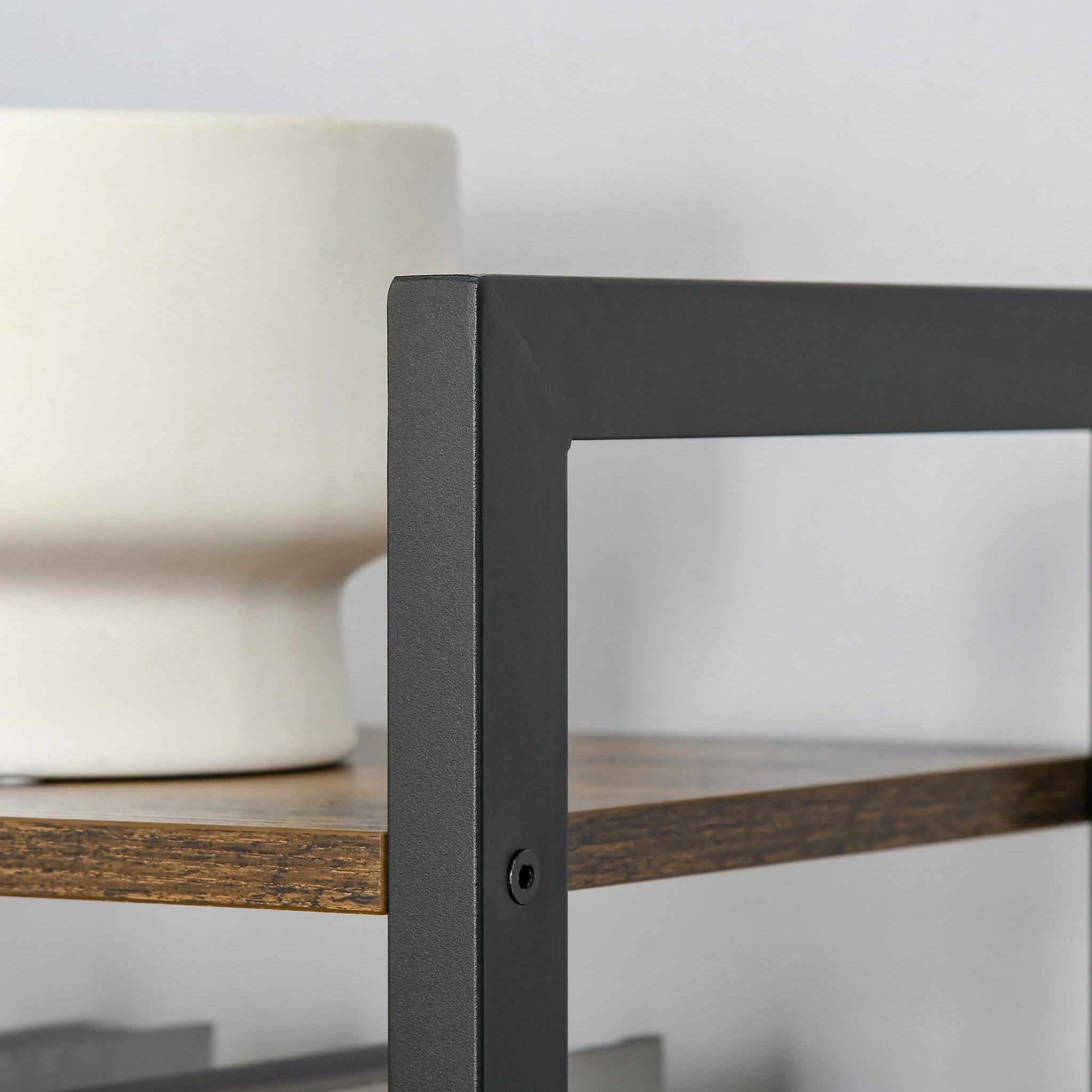Voir la diapositive 6 : HOMCOM Étagère bibliothèque style industriel H154 cm 5 étagères acier noir panneaux particules aspect bois vieilli