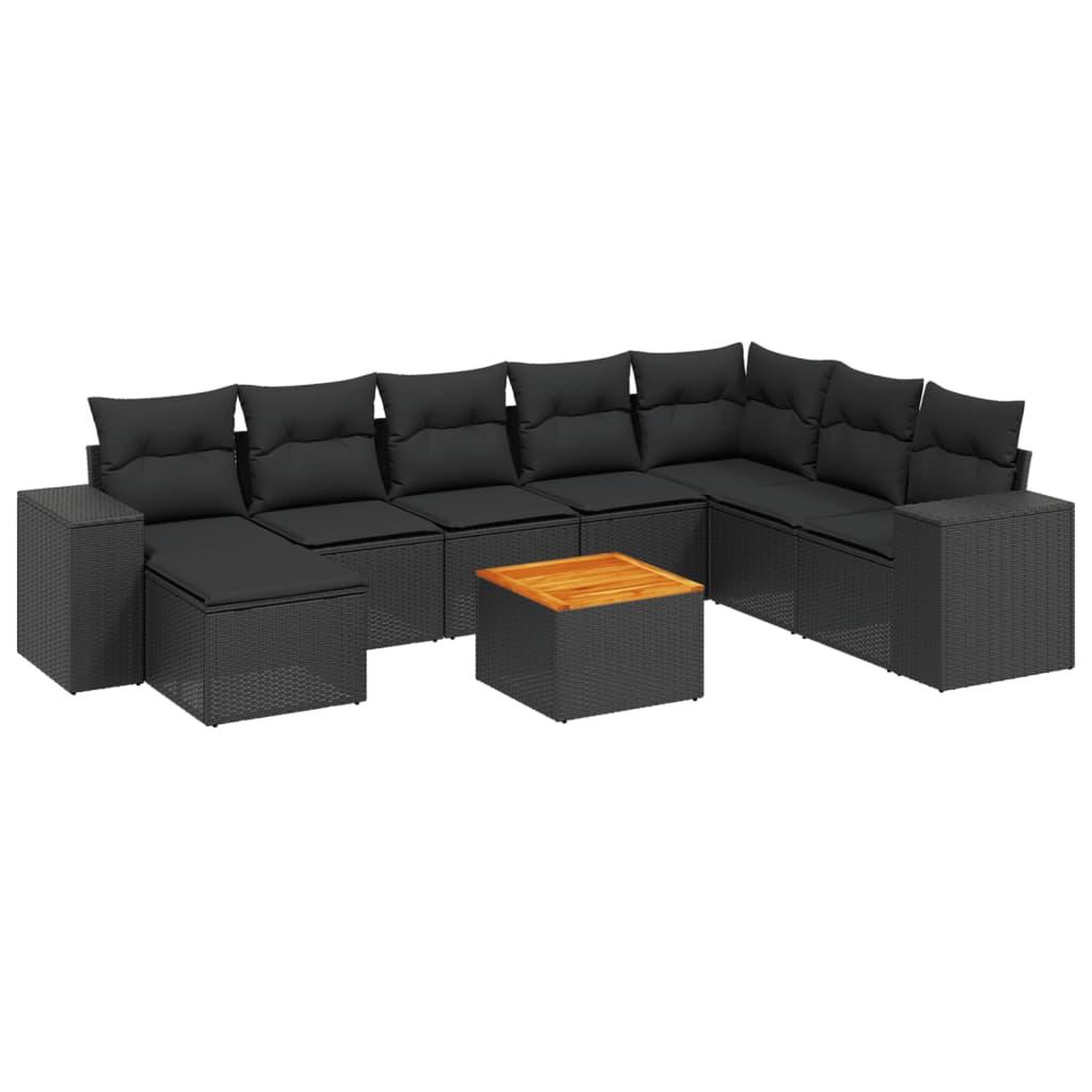 Voir la diapositive 2 : VIDAXL Salon de jardin 9 pcs avec coussins noir resine tressee