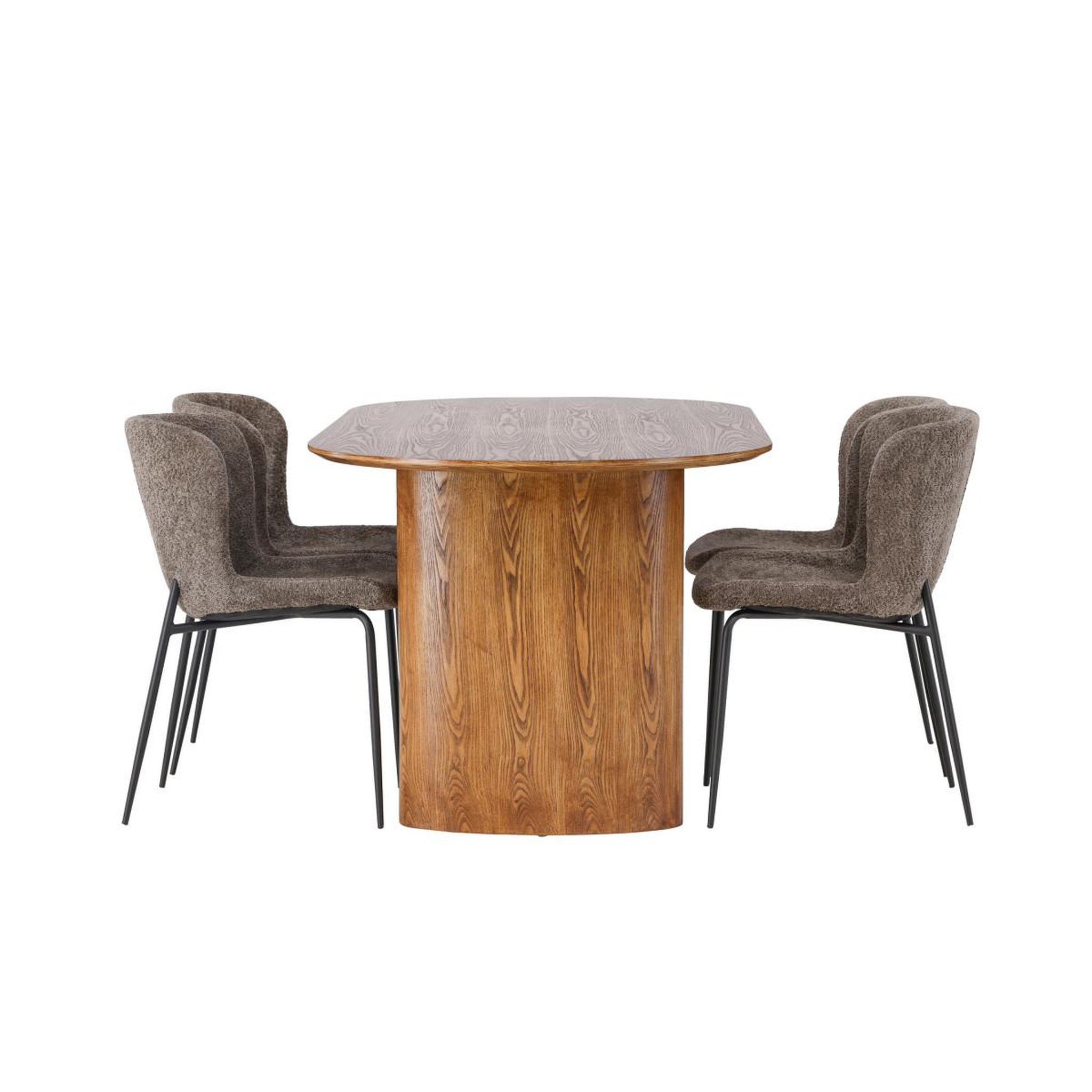 Voir la diapositive 3 : Paris Prix Ensemble table à manger & 4 chaises  isolde & modesto  180cm naturel & marron