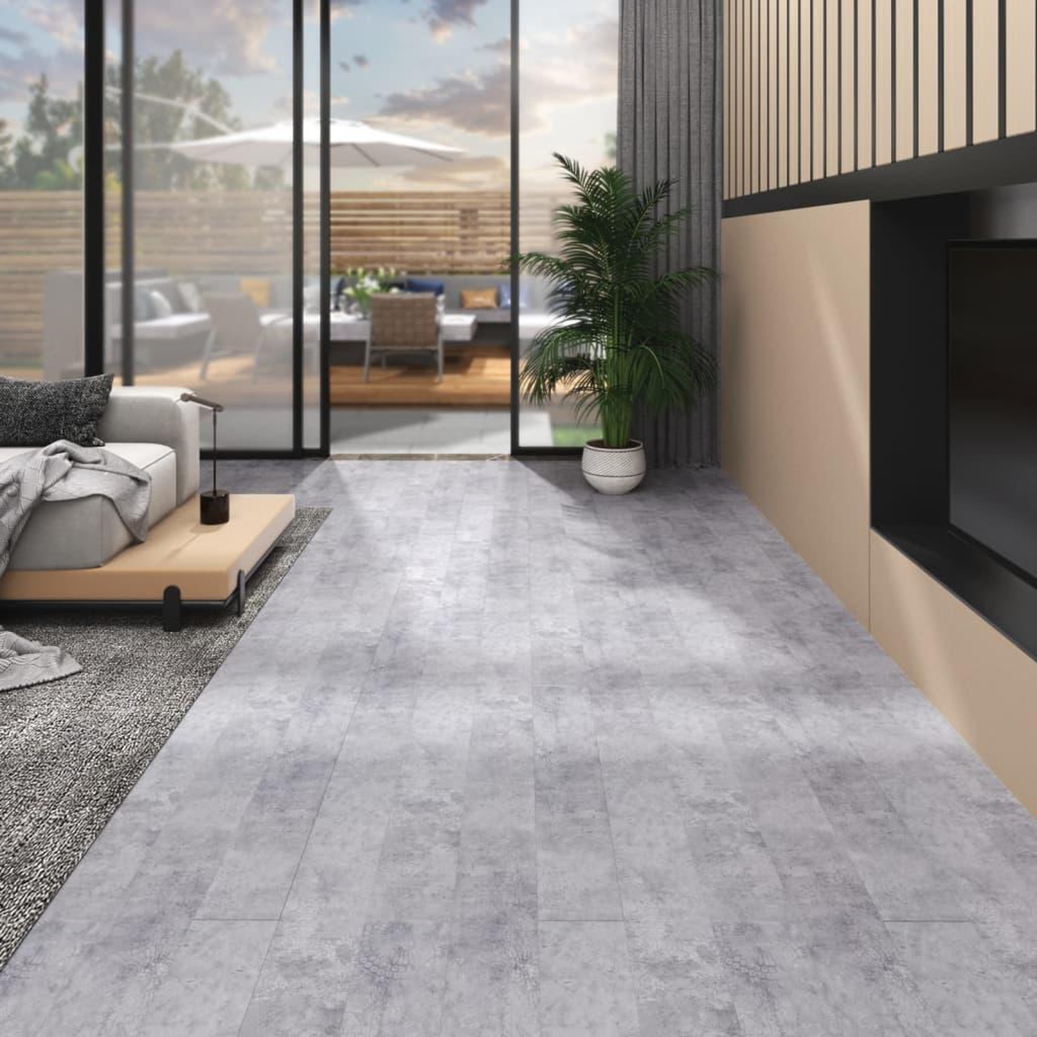 Voir la diapositive 1 : VIDAXL Dalles de plancher PVC 4,46 m^2 3 mm autoadhesif gris ciment