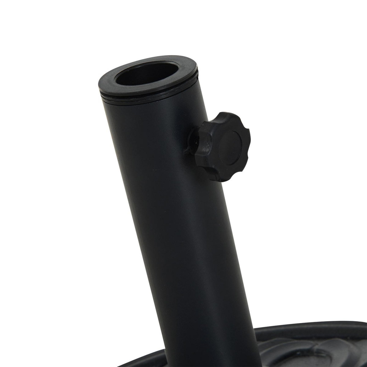 OUTSUNNY Pied de parasol rond base de lestage Ø 48 x 34H cm ciment HDPE motif fleurs de lys poids net 13 Kg