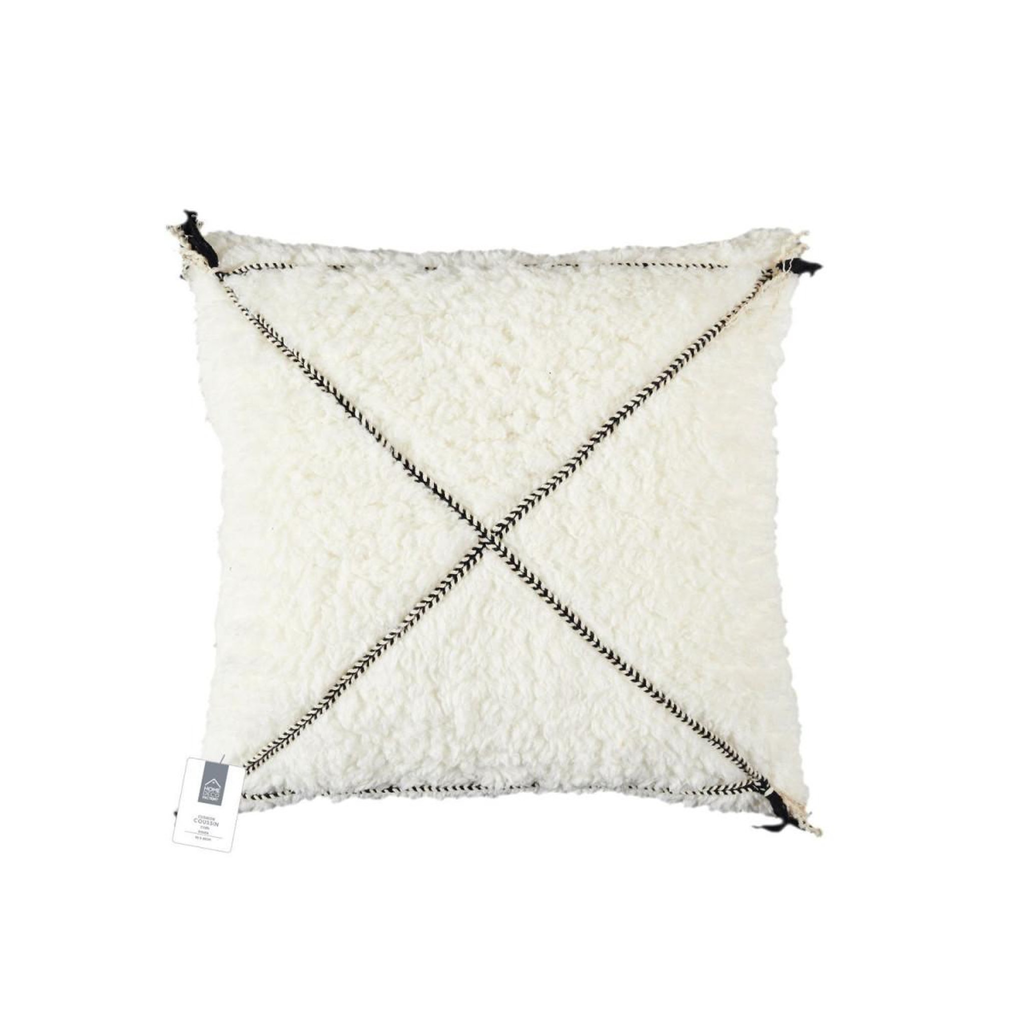 Voir la diapositive 4 : The Home Deco Factory Coussin sherpa tressé  crush  40x40cm blanc