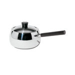 ALESSI Casserole à fondue alessi en acier inoxydable 18/10 avec manche en bois noir