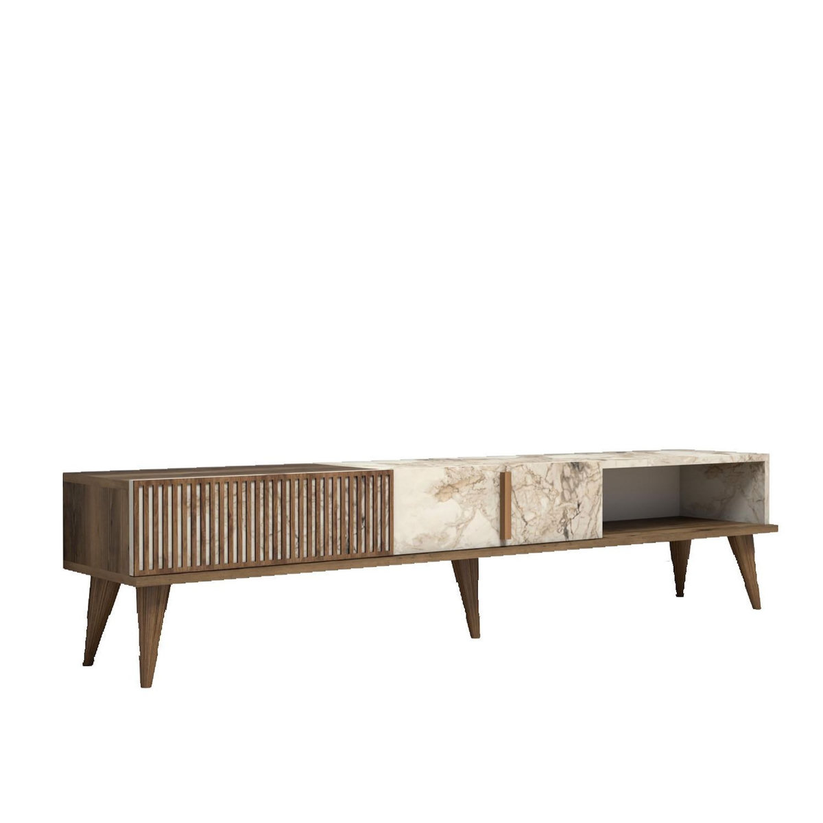 Habitat et Jardin Meuble TV en bois  Milan  - 180 x 35 x 40 cm - NoyerBlanc