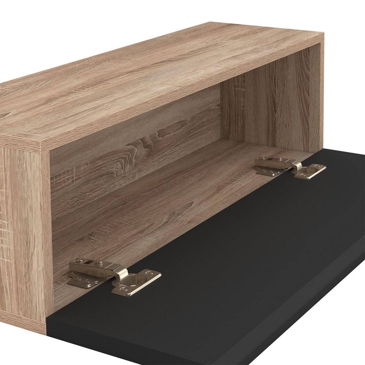 ID MARKET Lot de 2 consoles suspendues étagères murales ELYOS 1 porte bois et noir