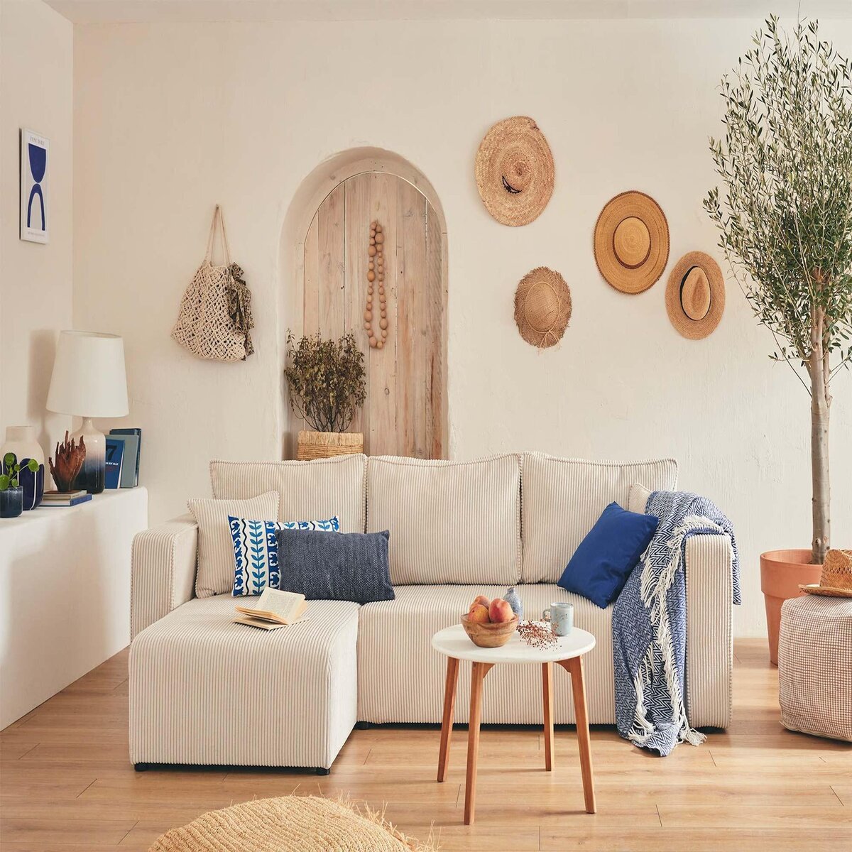 BEST MOBILIER Topaze - canapé d'angle réversible - 4 places - convertible avec coffre - en velours côtelé