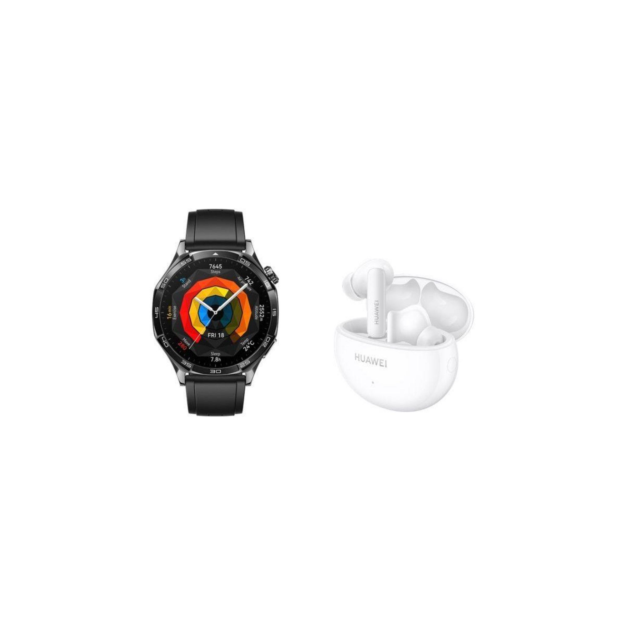 HUAWEI Montre connectée Pack Watch GT5 46 mm noir + Buds Blancs pas ...