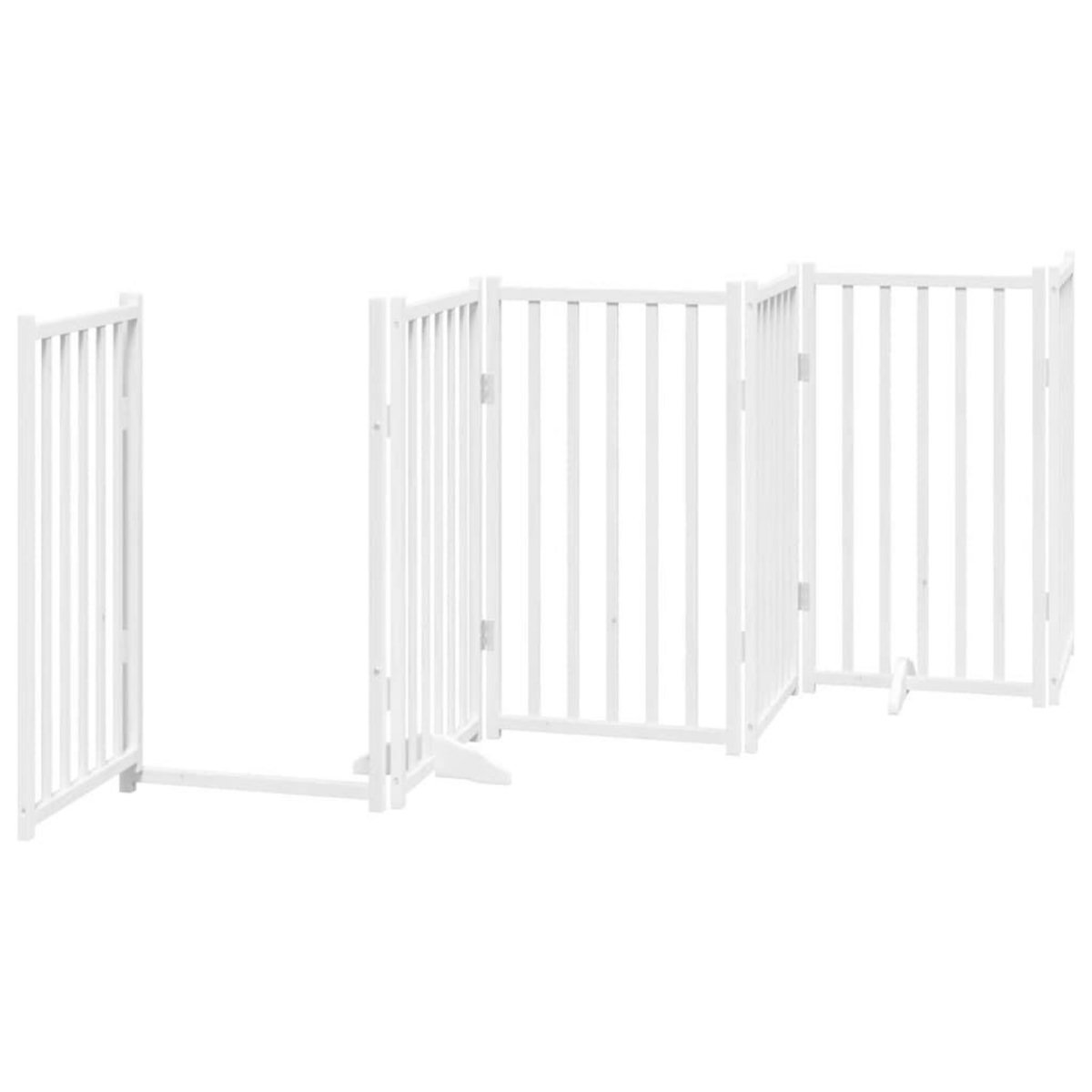 VIDAXL Barriere pour chien porte pliable 9panneaux blanc bois peuplier