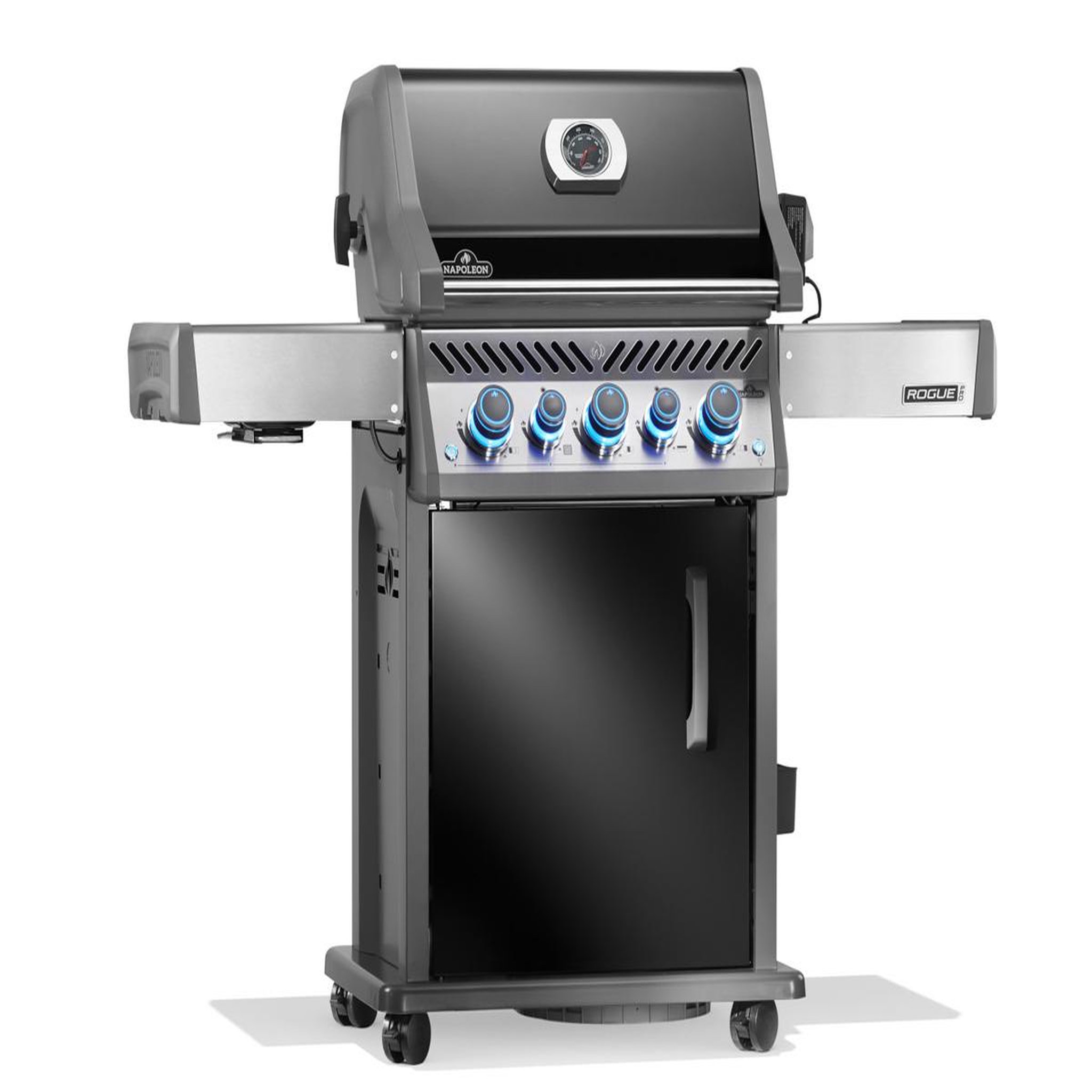 Voir la diapositive 6 : NAPOLEON Barbecue gaz rogue rps425rsibpk2frr noir 5 bruleurs sur chariot,  60x45 cm bruleurs latéral et arrière infrarouge