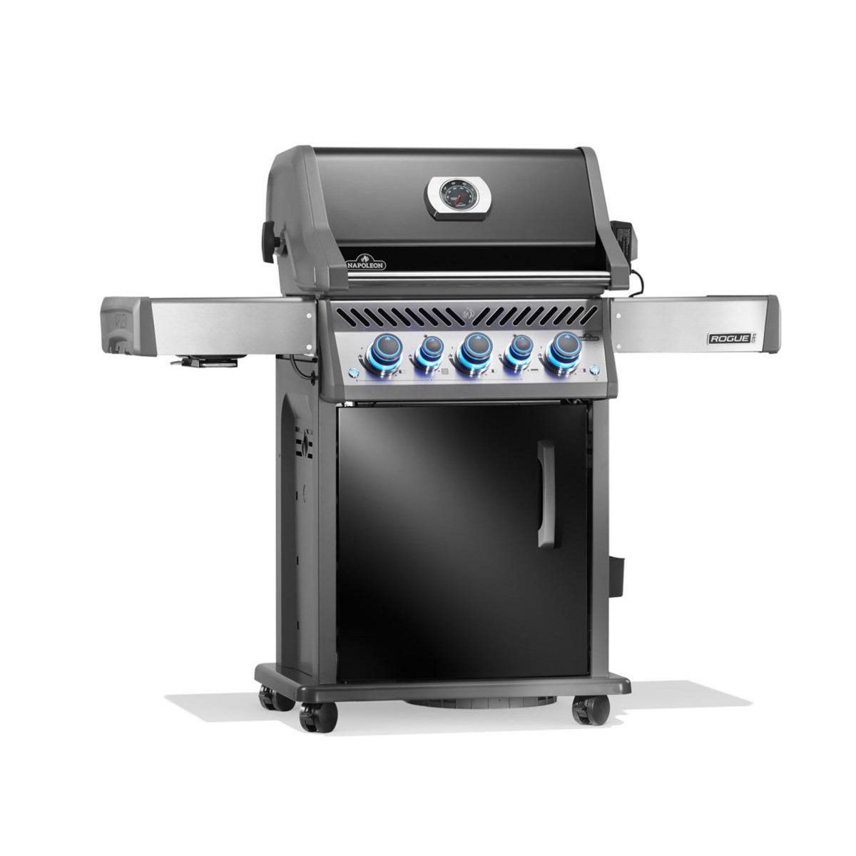 NAPOLEON Barbecue gaz Rogue RPS425RSIBPK2FRR noir 5 bruleurs sur chariot,  60x45 cm bruleurs latéral et arrière infrarouge