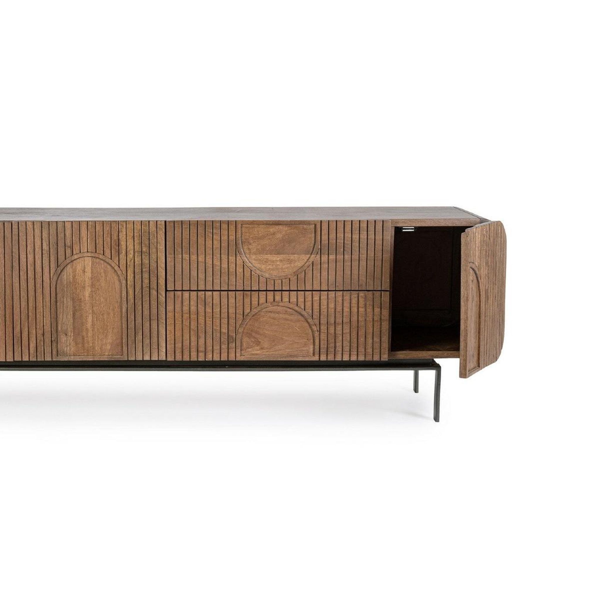 Voir la diapositive 4 : JLC KREATION Meuble tv en manguier naturel 3 portes 2 tiroirs 170 cm mira