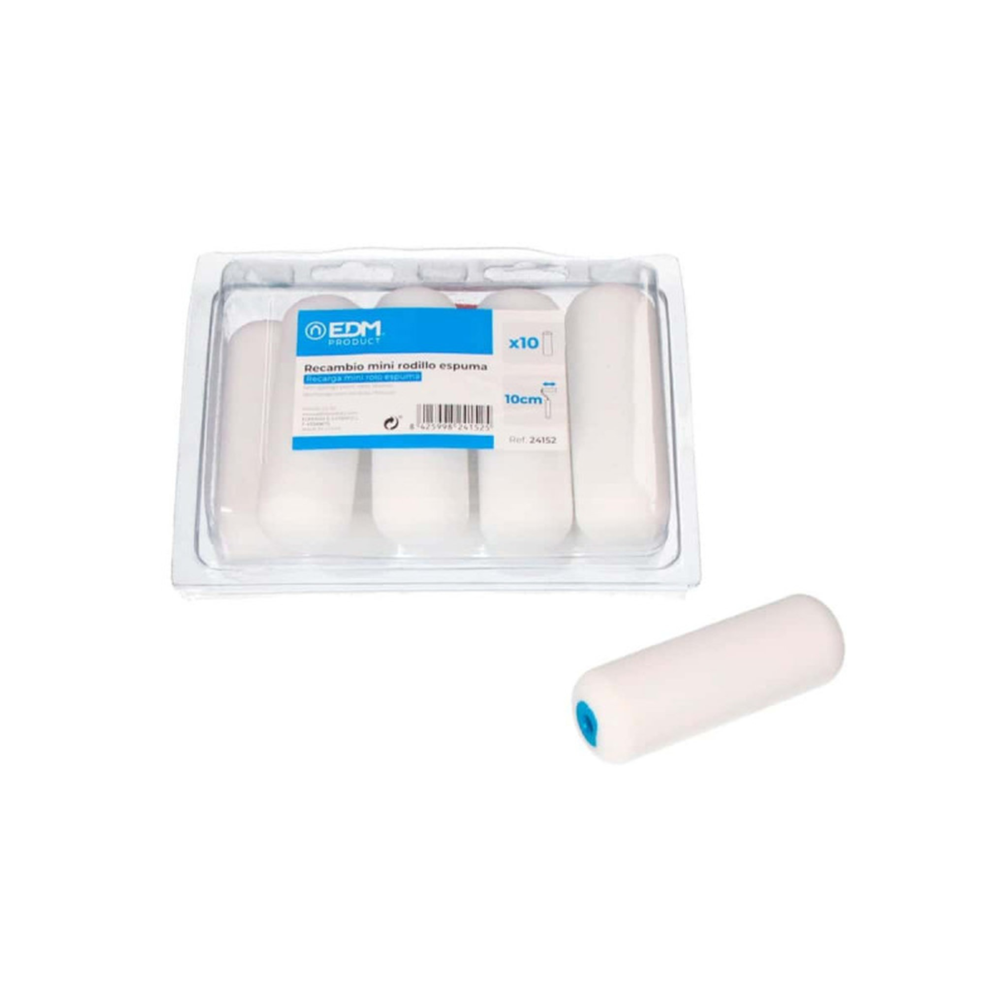 EDM Lot de recharge EDM - mini rouleau éponge - 110mm - 10pcs - 24152