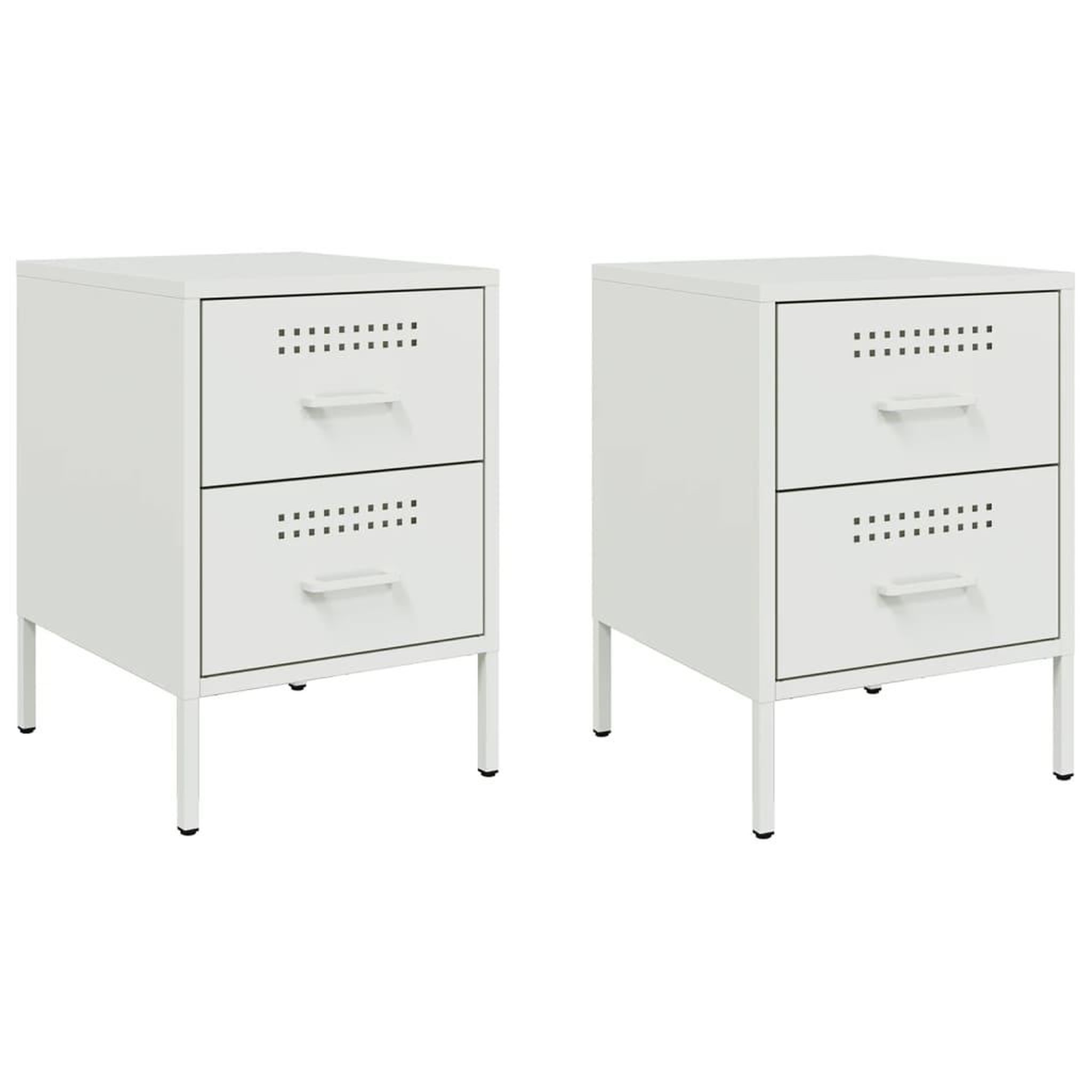 Voir la diapositive 2 : VIDAXL Tables de chevet 2 pcs blanc 36x39x50,5 cm acier