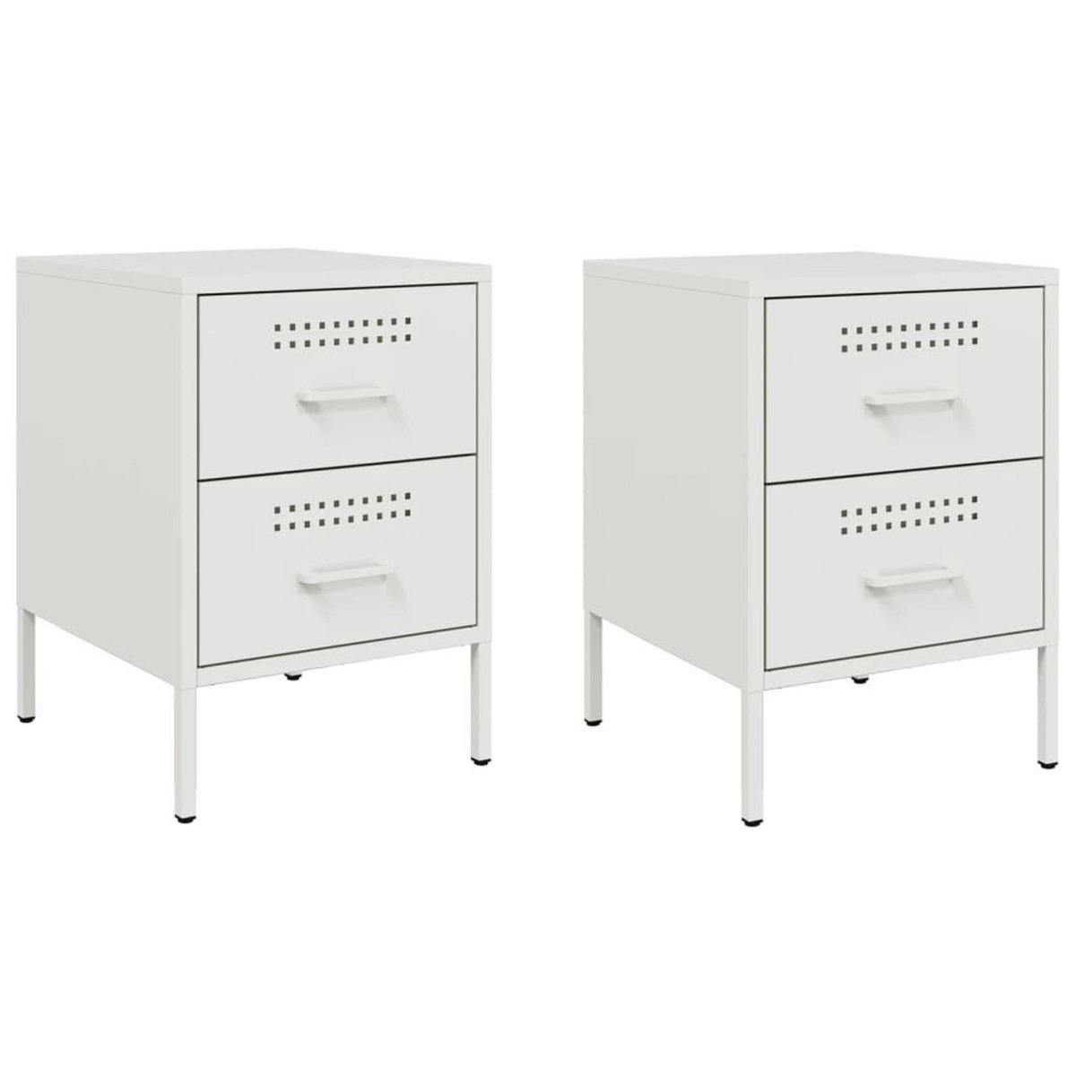 VIDAXL Tables de chevet 2 pcs blanc 36x39x50,5 cm acier