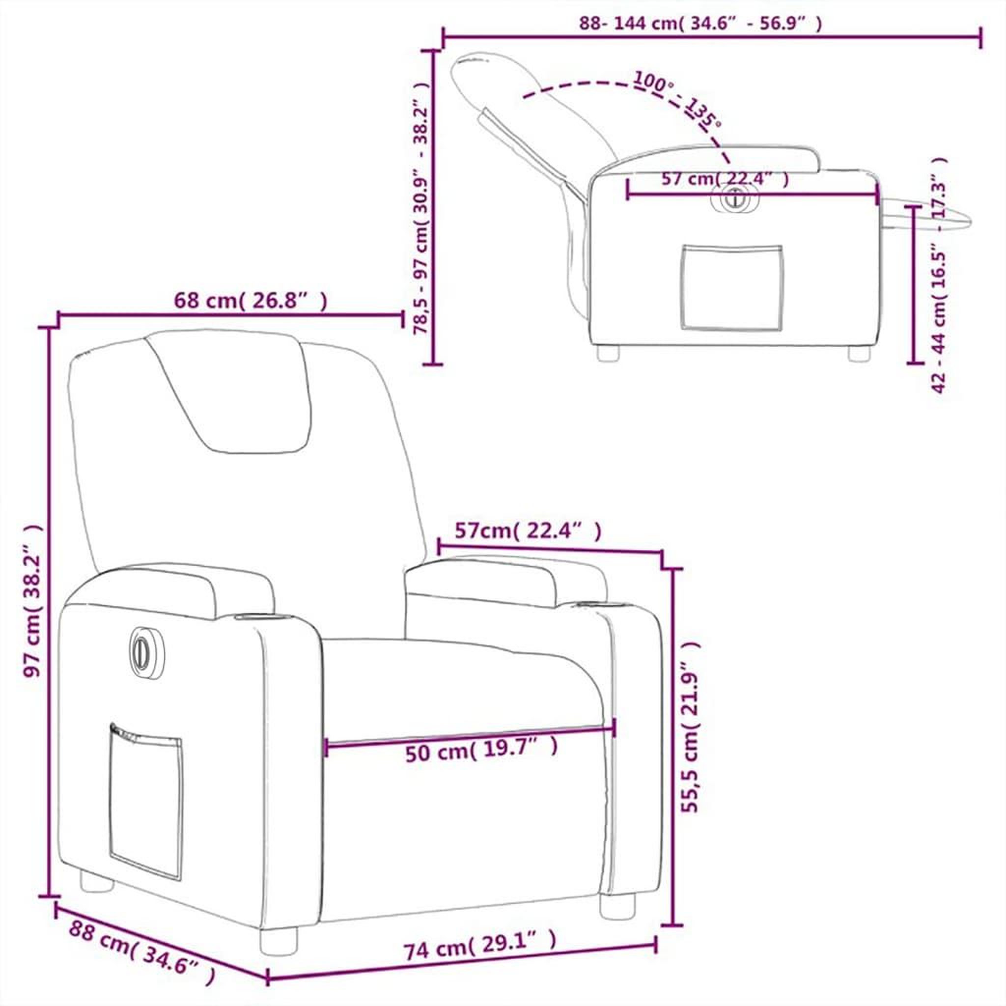 Voir la diapositive 6 : VIDAXL Fauteuil inclinable electrique Creme Similicuir
