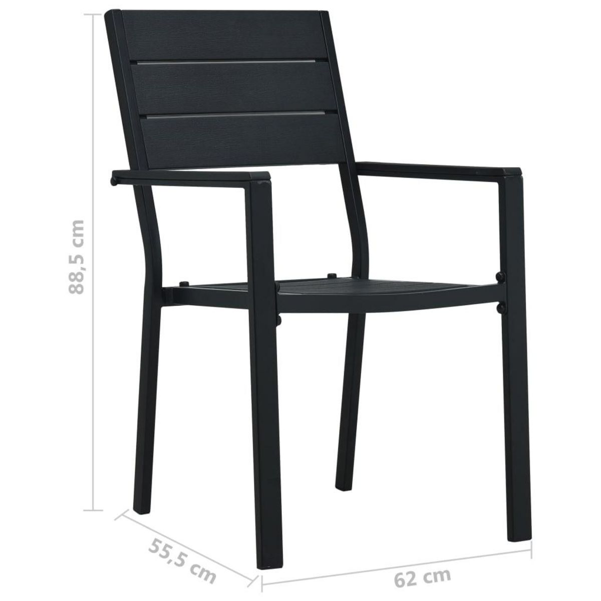 VIDAXL Chaises de jardin lot de 4 Noir PEHD Aspect de bois
