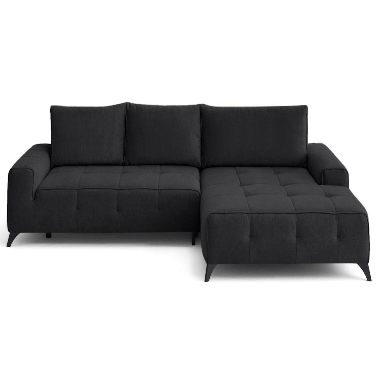 LISA DESIGN Rimini - canapé d'angle droit 4 places convertible avec coffre en tissu texturé