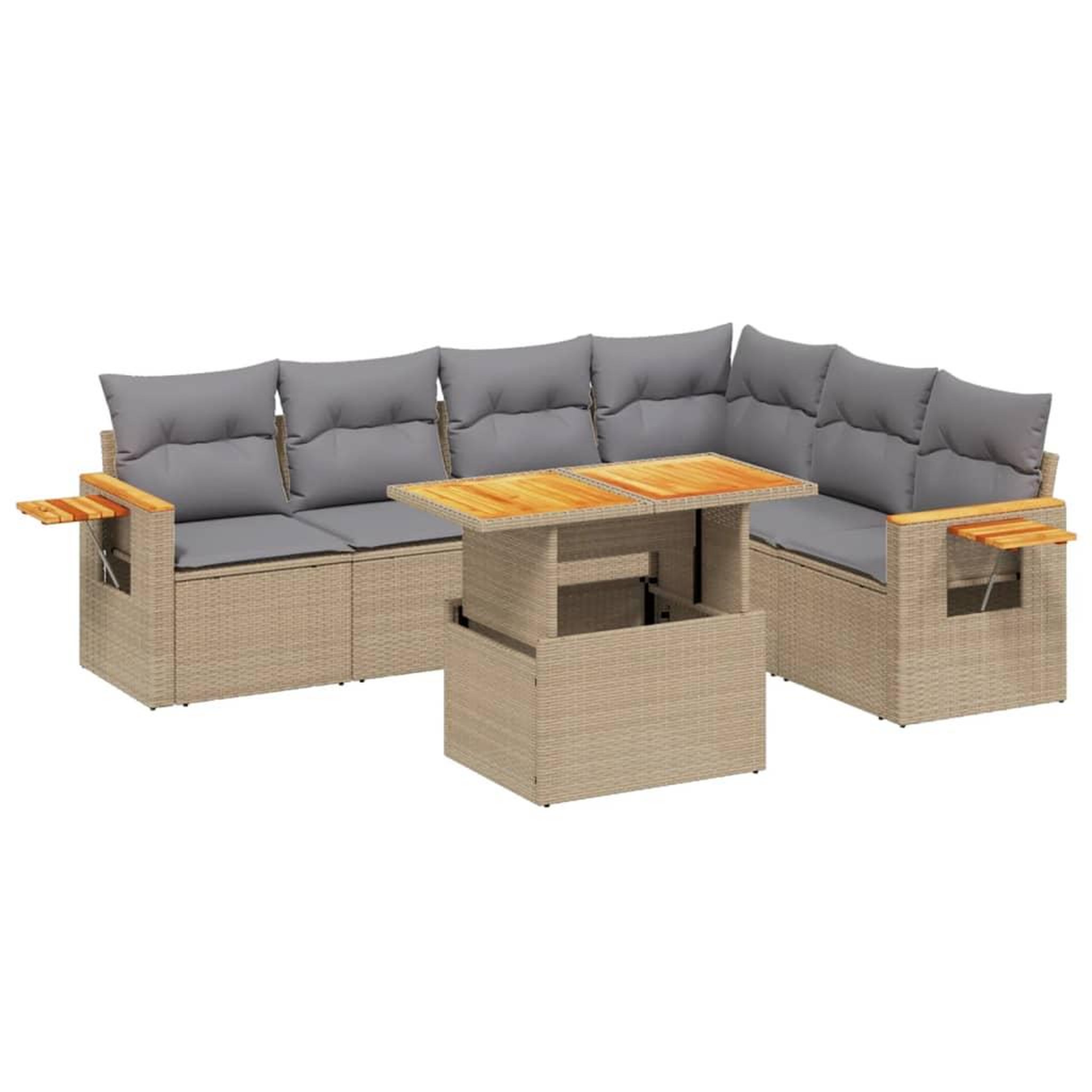 Voir la diapositive 2 : VIDAXL Salon de jardin avec coussins 7 pcs beige resine tressee