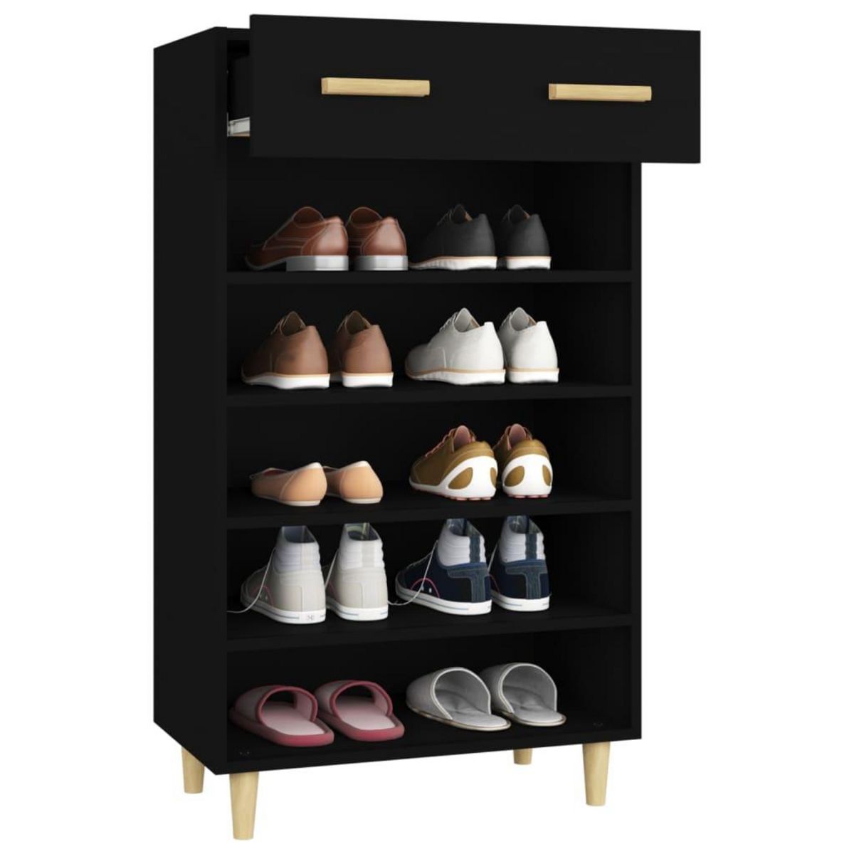 VIDAXL Armoire a chaussures Noir 60x35x105 cm Bois d'ingenierie