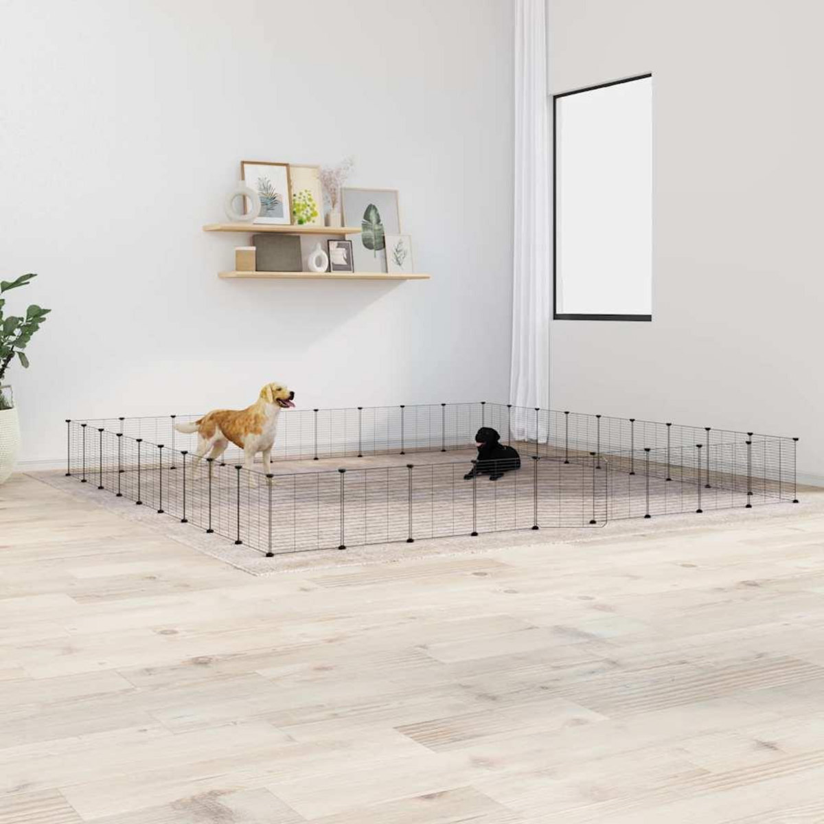 VIDAXL Cage animaux de compagnie a 36 panneaux et porte Noir 35x35 cm