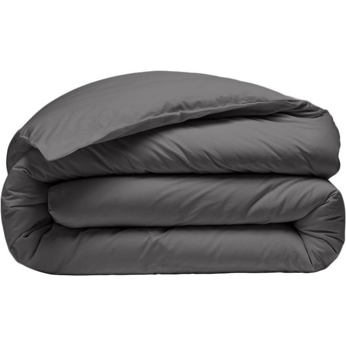 BATON ROUGE Housse de couette 100% percale de coton lavé 80fils/cm² - finition bouteille 40cm - gris magnet