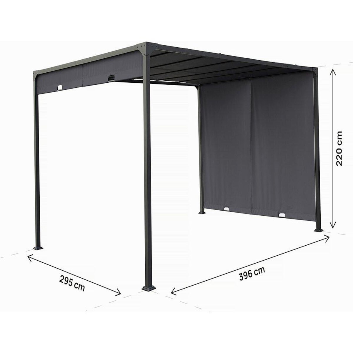 Habitat et Jardin Pergola avec toit coulissant en métal  Courtenay  - 3 x 4 m - Gris