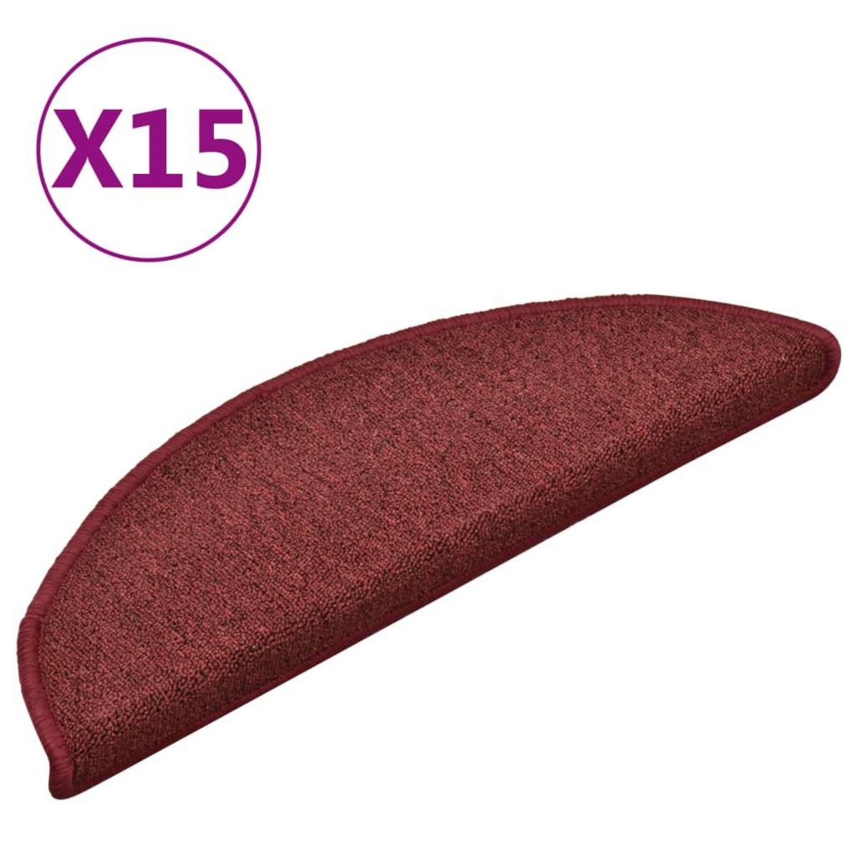 VIDAXL Tapis de marches d'escalier 15 pcs Rouge 56x17x3 cm