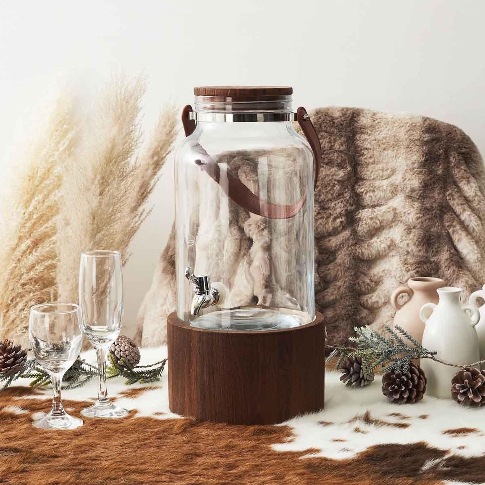 Voir la diapositive 4 : The Home Deco Factory Fontaine à boisson  support en bois  6l naturel
