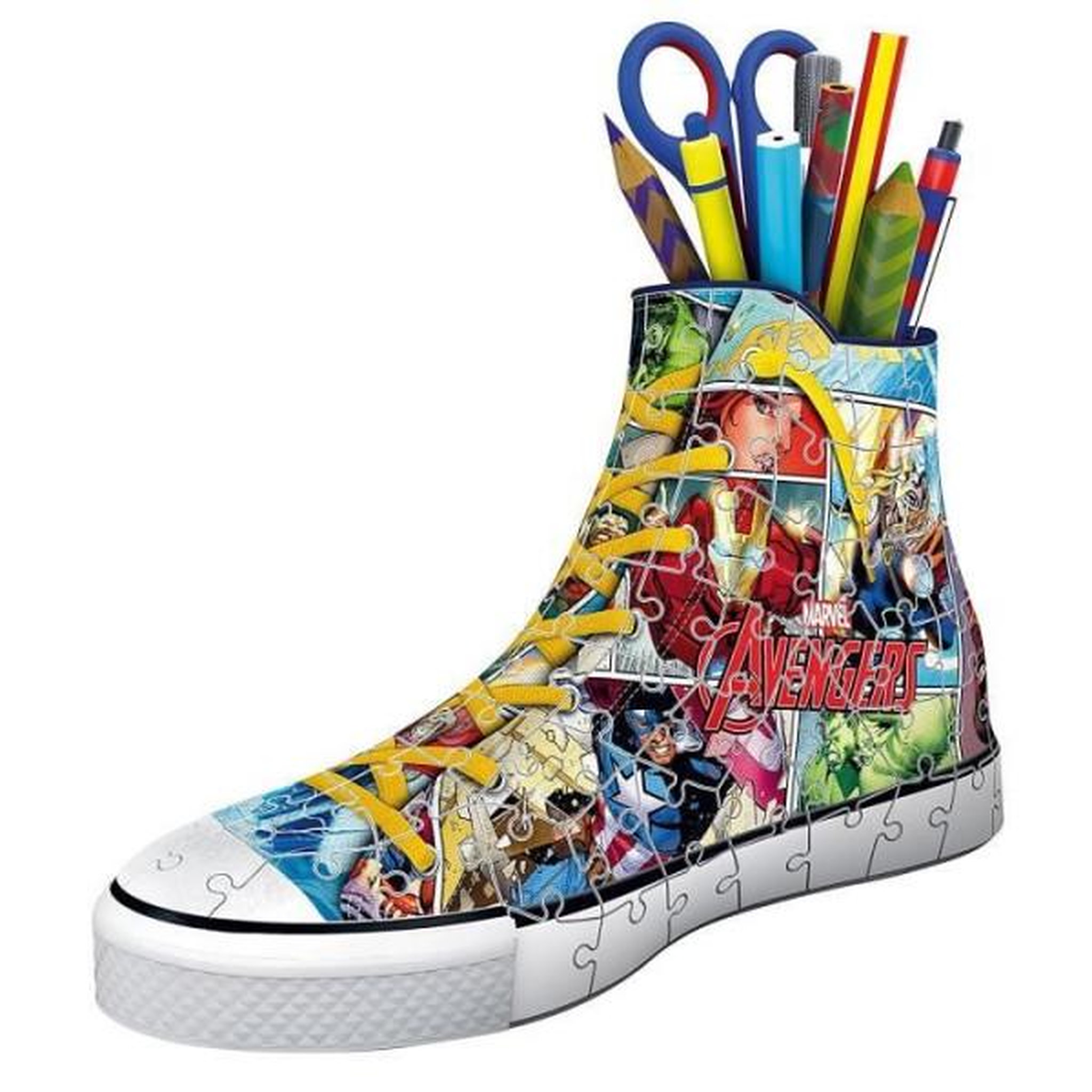 Voir la diapositive 2 : RAVENSBURGER Puzzle 3d sneaker avengers - ravensburger - pot a crayons 108 pieces - des 8 ans