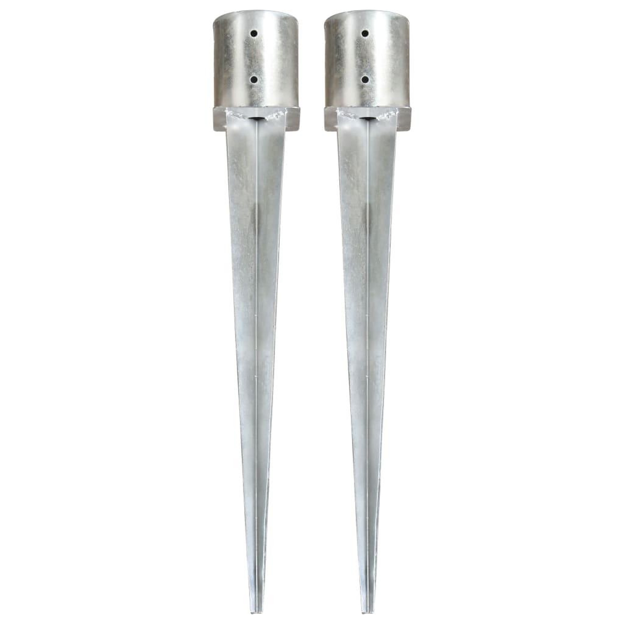 VIDAXL Piquets au sol 2 pcs Argente 12x91 cm Acier galvanise