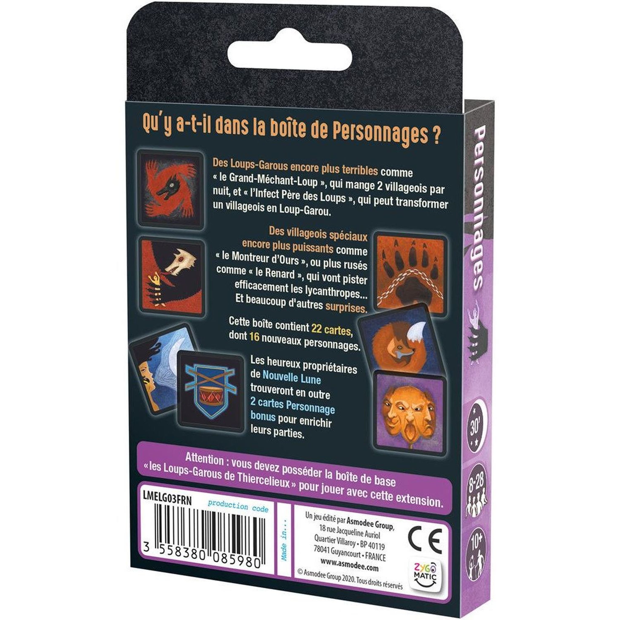 Voir la diapositive 2 : ASMODEE Jeu Loups Garous personnages extension