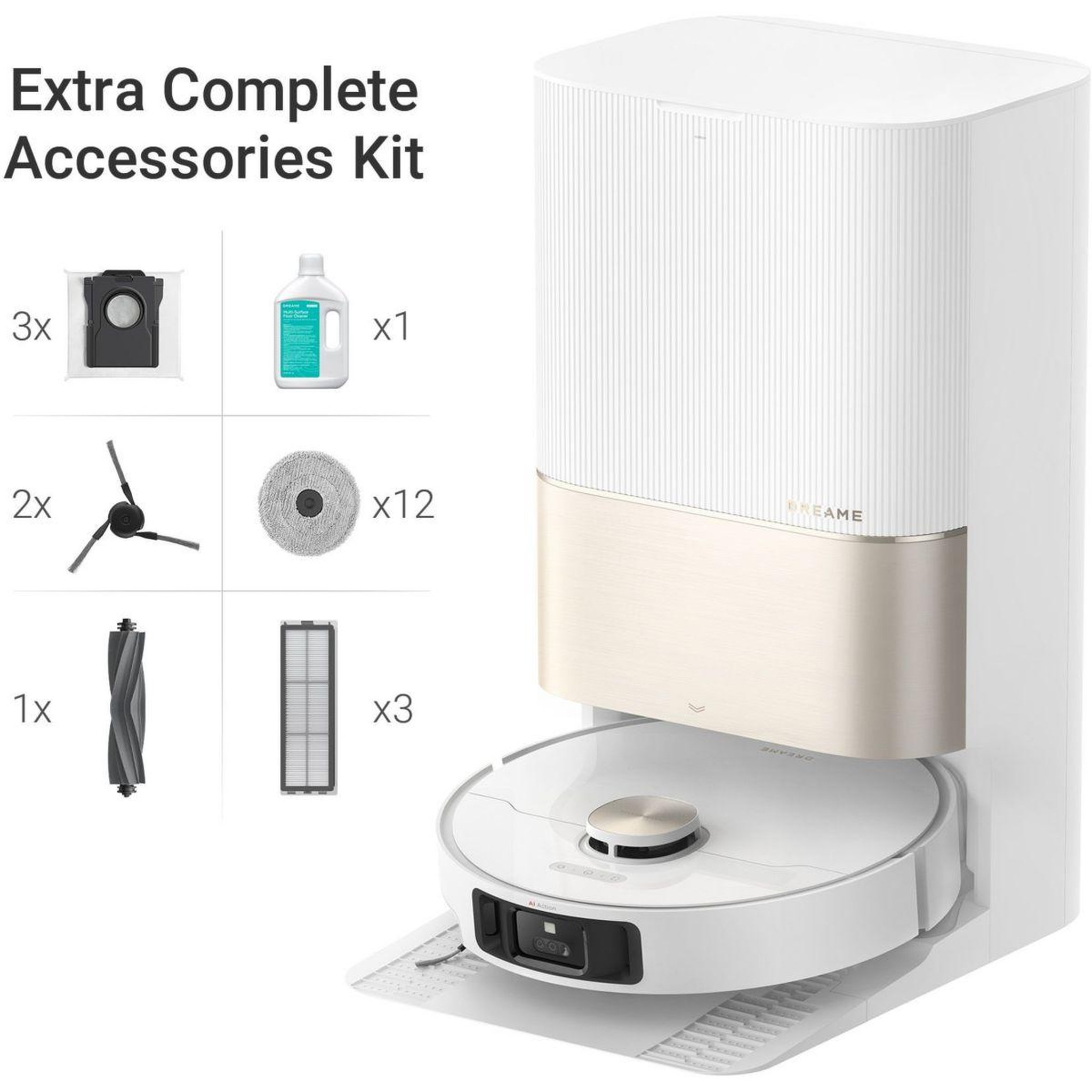 Voir la diapositive 2 : DREAME Robot Aspirateur Laveur X40 Ultra Complete blanc
