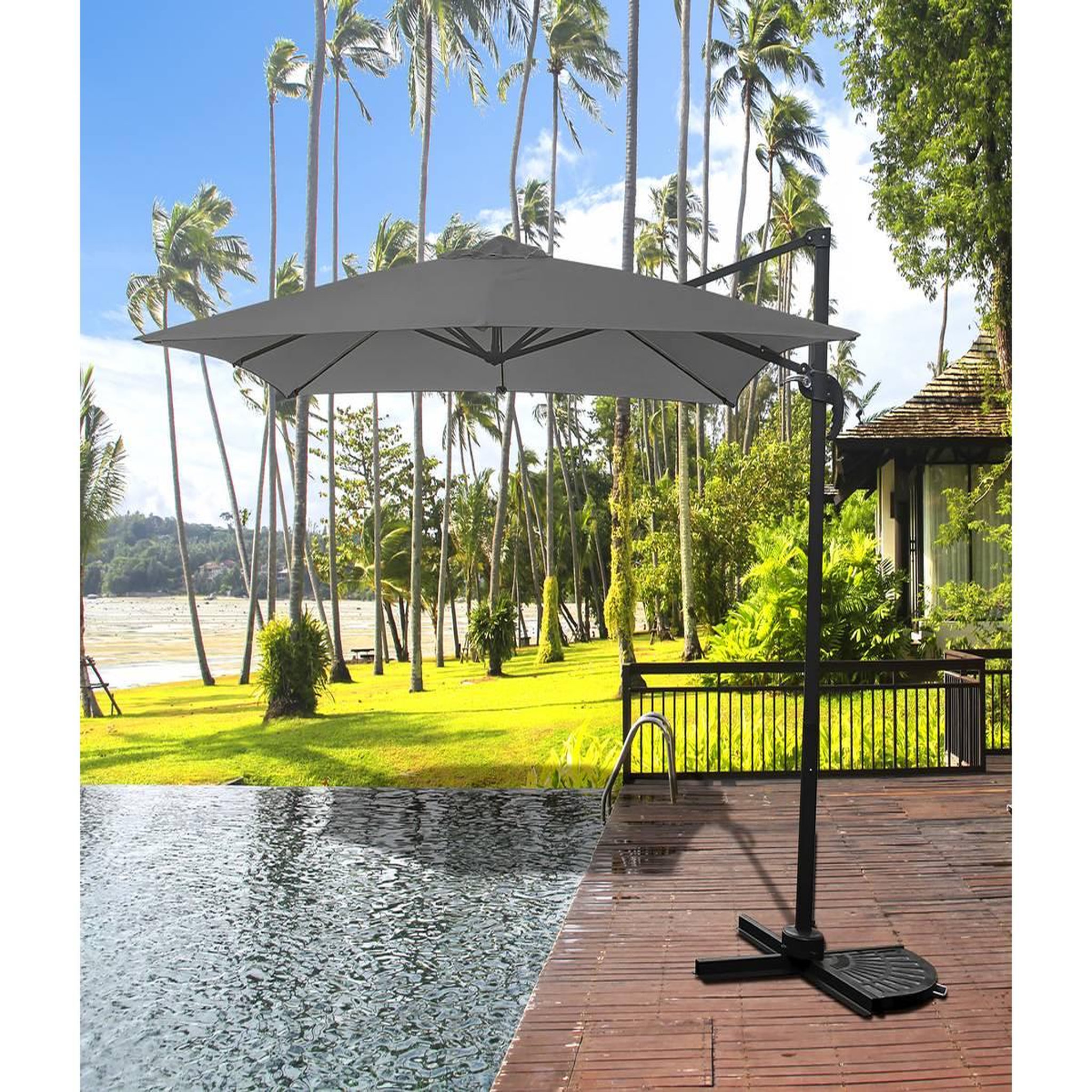 Voir la diapositive 2 : Habitat et Jardin Parasol jardin déporté - 2.5 x 2.5 m - Gris