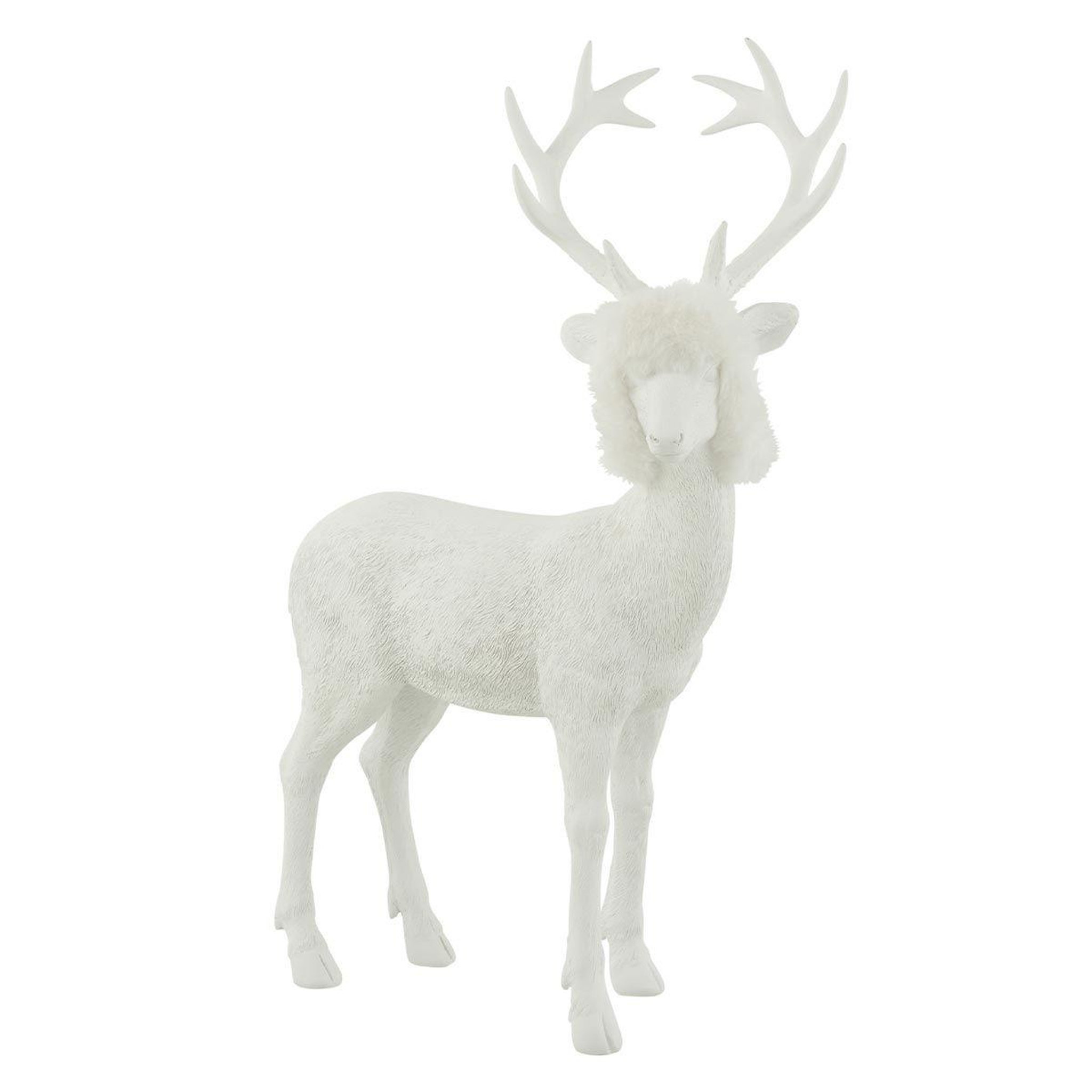 Voir la diapositive 1 : J-LINE Statuette déco  renne  45cm blanc
