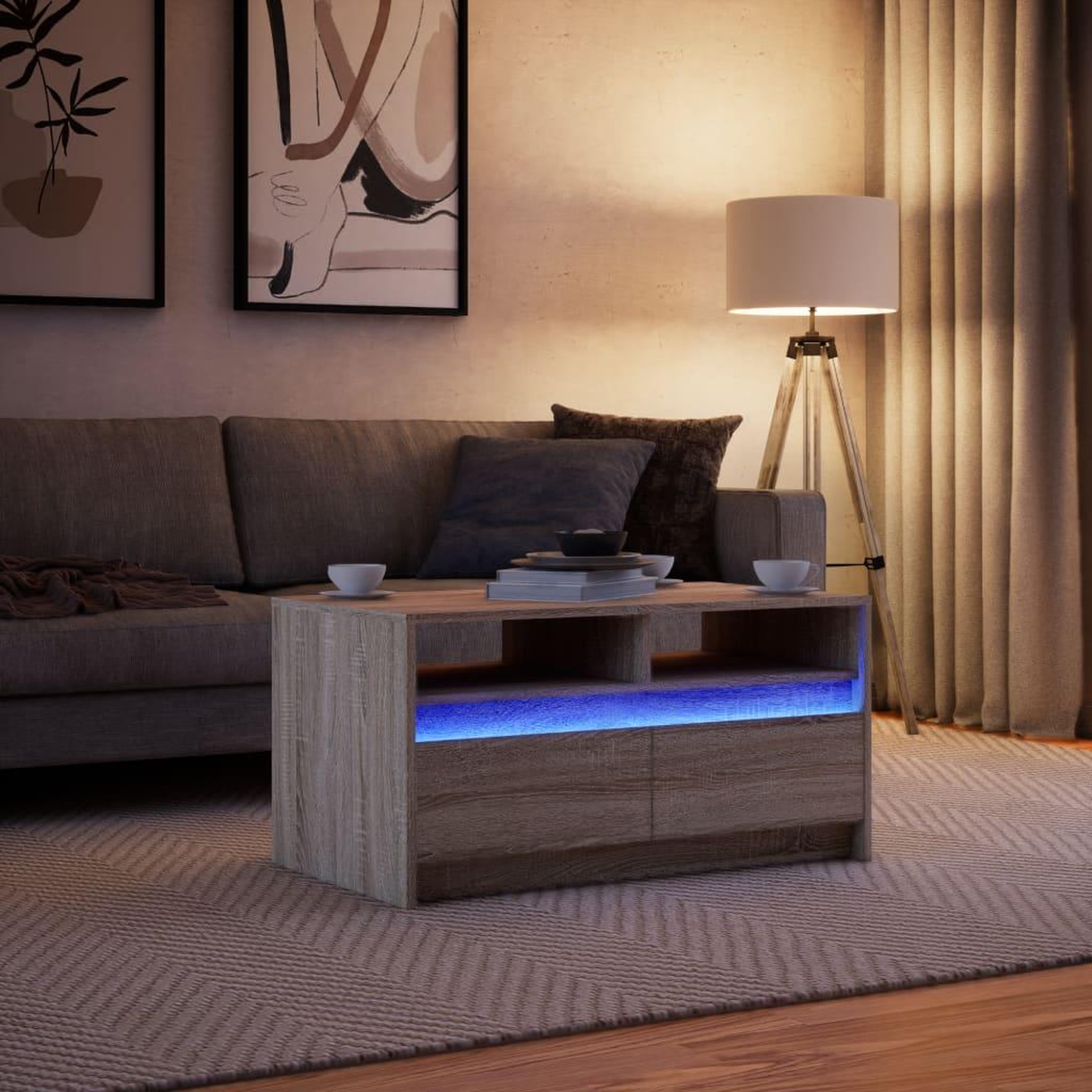 Voir la diapositive 5 : VIDAXL Table basse avec lumieres LED chene sonoma bois d'ingenierie
