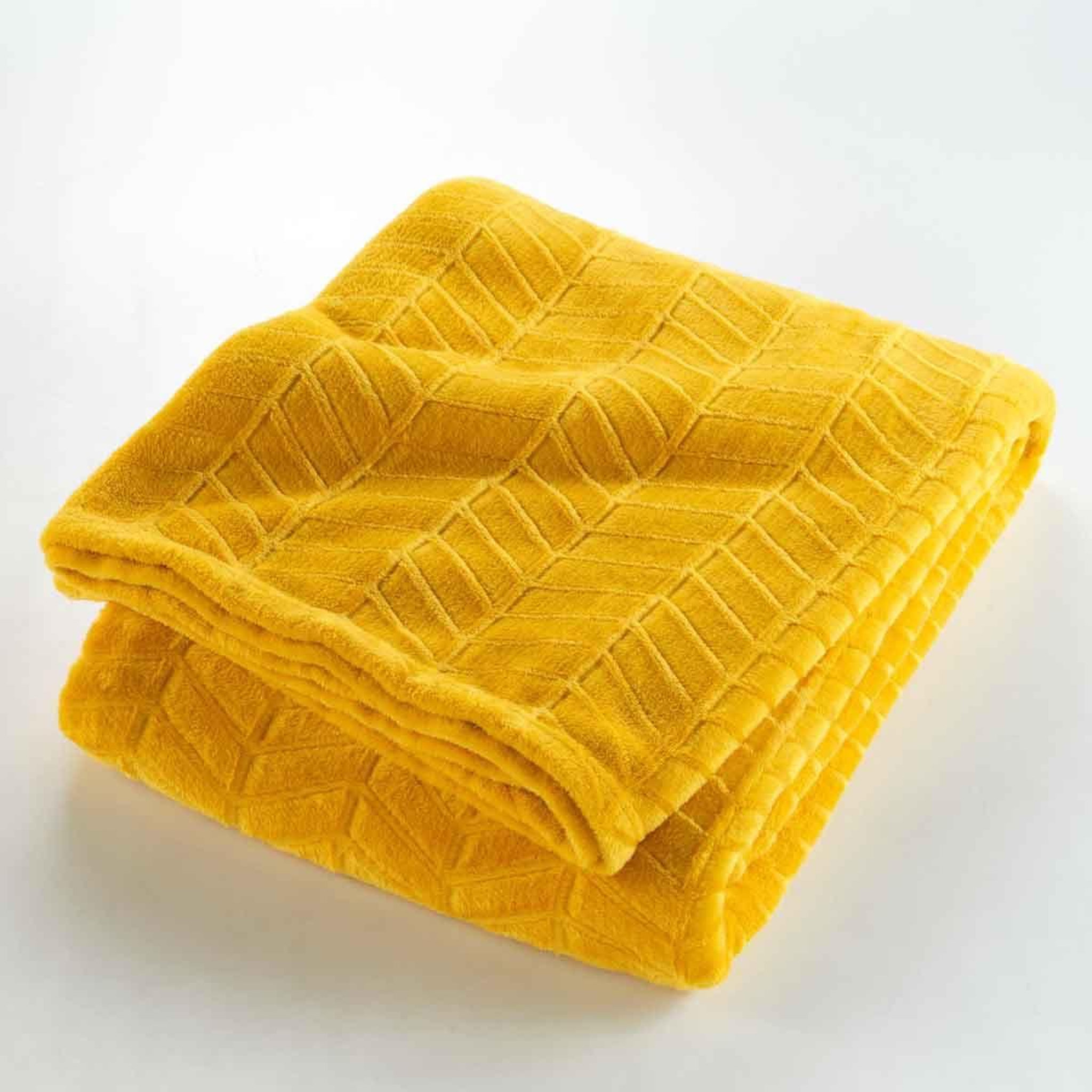 Voir la diapositive 2 : Douceur d'Intérieur Plaid flanelle uni  arya  180x220cm jaune