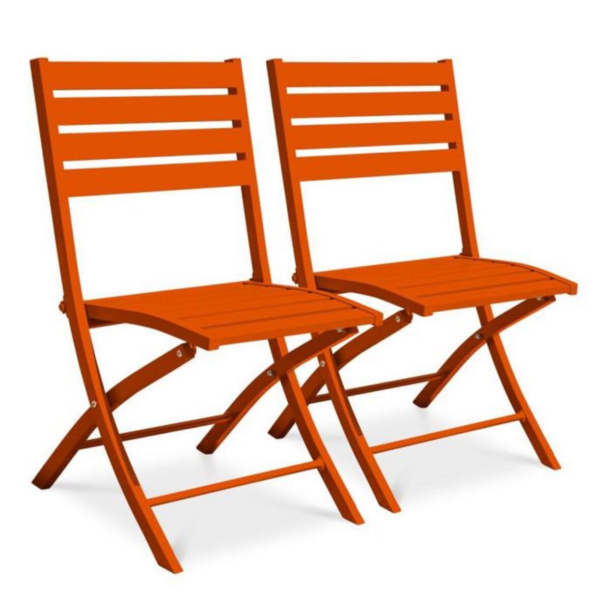 Paris Prix Lot de 2 Chaises de Jardin Pliantes  Marius  82cm Orange