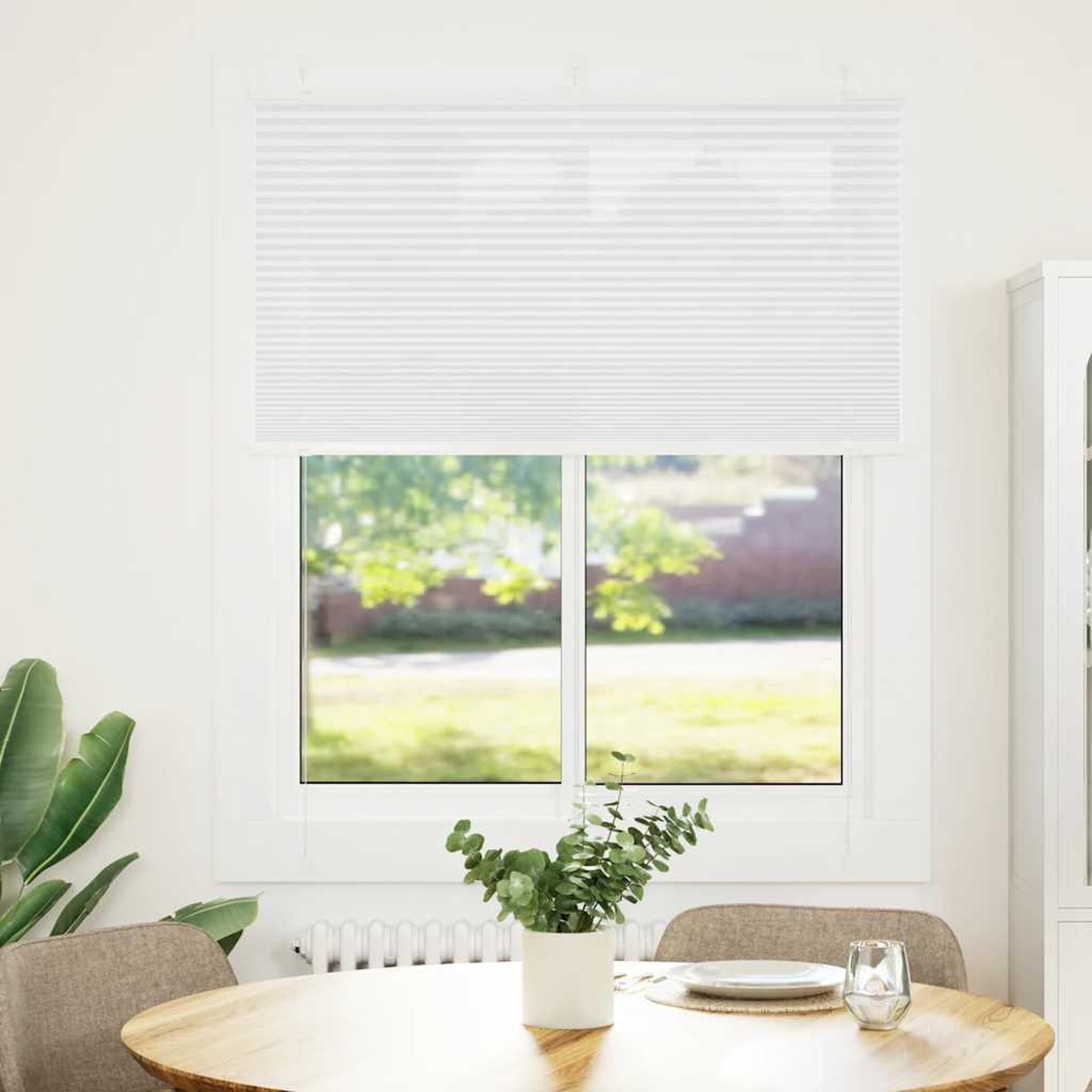 Voir la diapositive 2 : VIDAXL Store plisse blanc 105x100cm largeur du tissu 104,4cm polyester