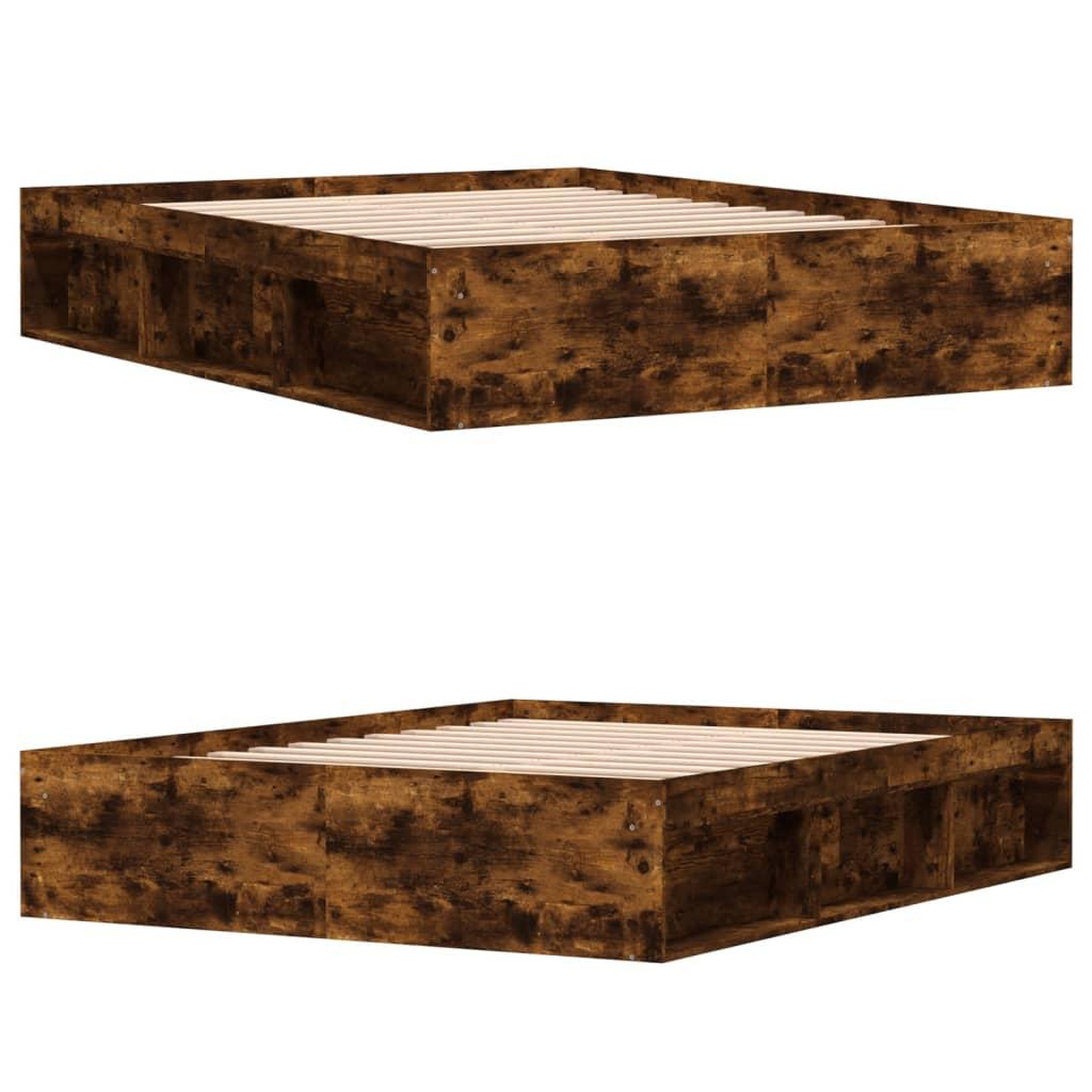 Voir la diapositive 4 : VIDAXL Cadre de lit sans matelas chene fume 140x190 cm