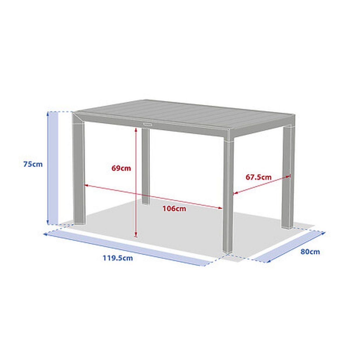 HESPERIDE Table de jardin fixe en aluminium effet bois 4 places EVASION
