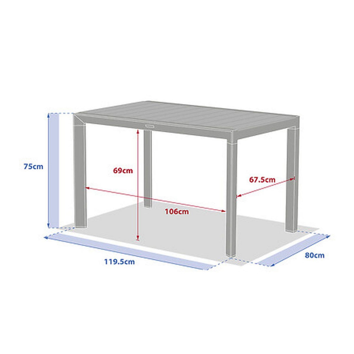 HESPERIDE Table de jardin fixe en aluminium effet bois 4 places EVASION