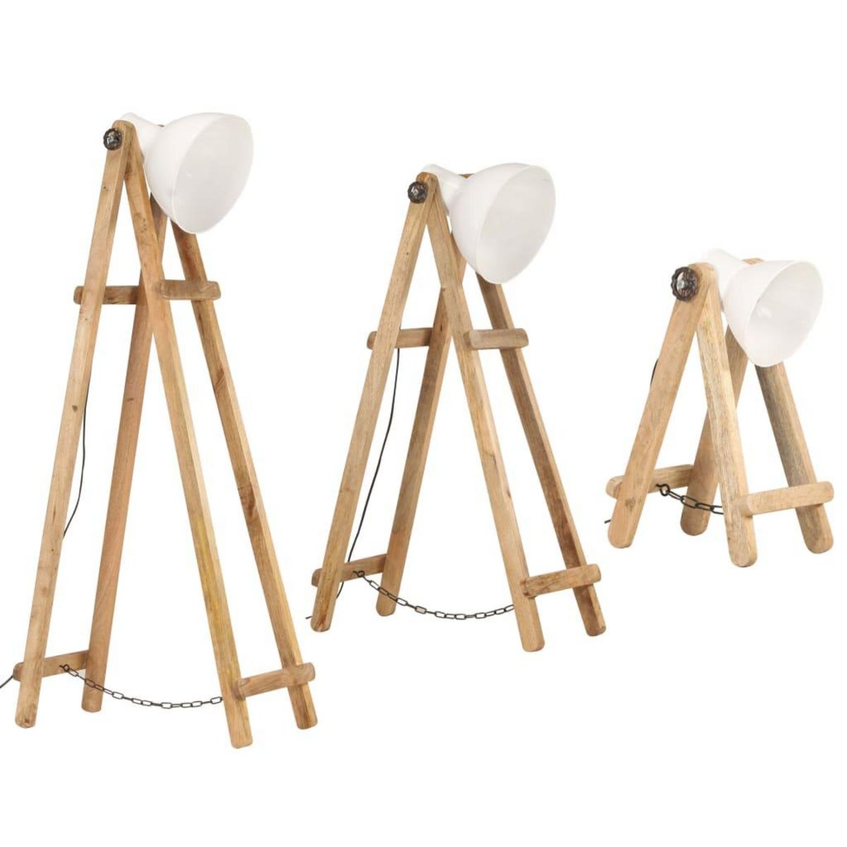 VIDAXL Lampadaires 3 pcs Blanc E27 Bois de manguier massif
