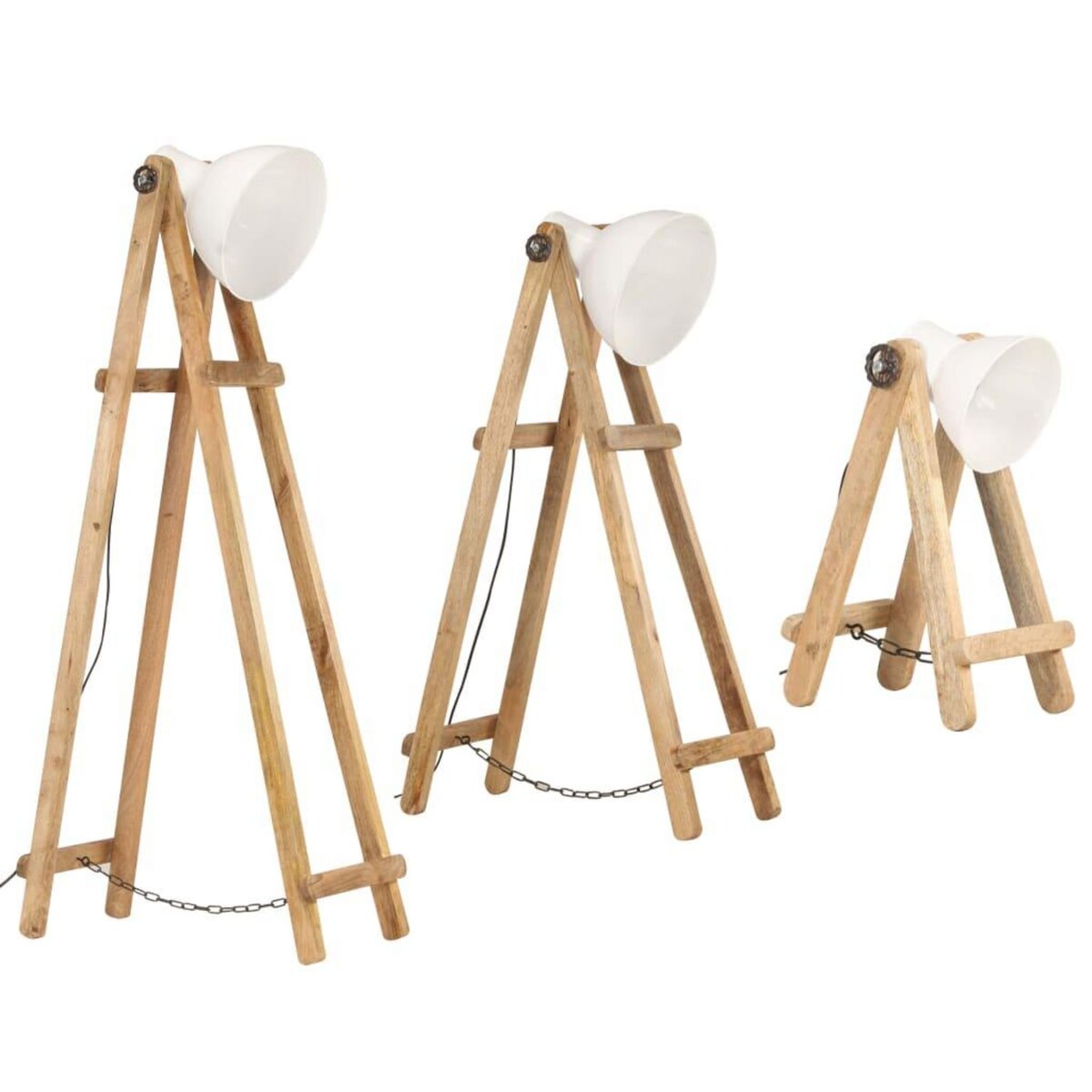 VIDAXL Lampadaires 3 pcs Blanc E27 Bois de manguier massif