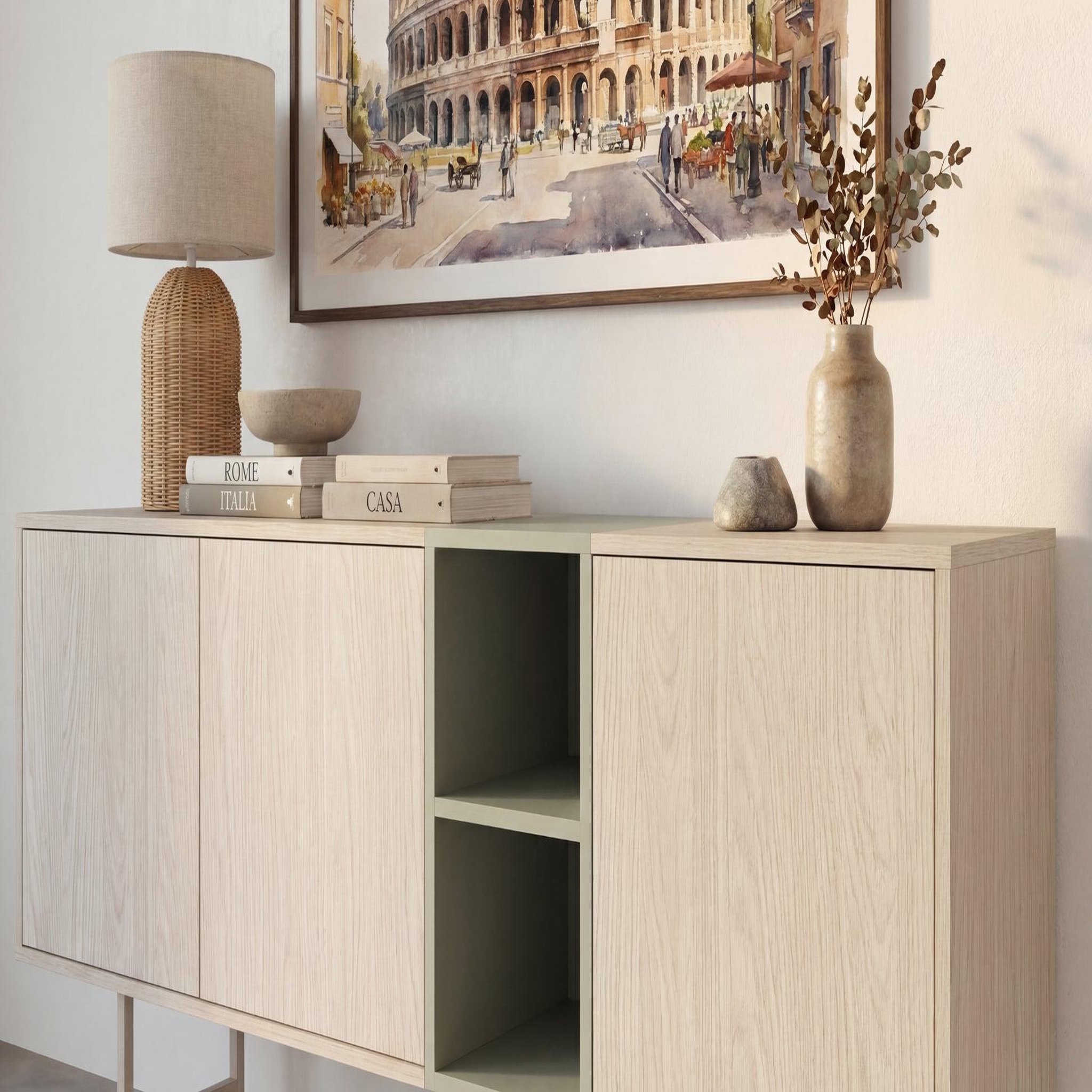 Voir la diapositive 4 : CASANOVA PARIS Carlo - buffet 180cm en mélamine beige