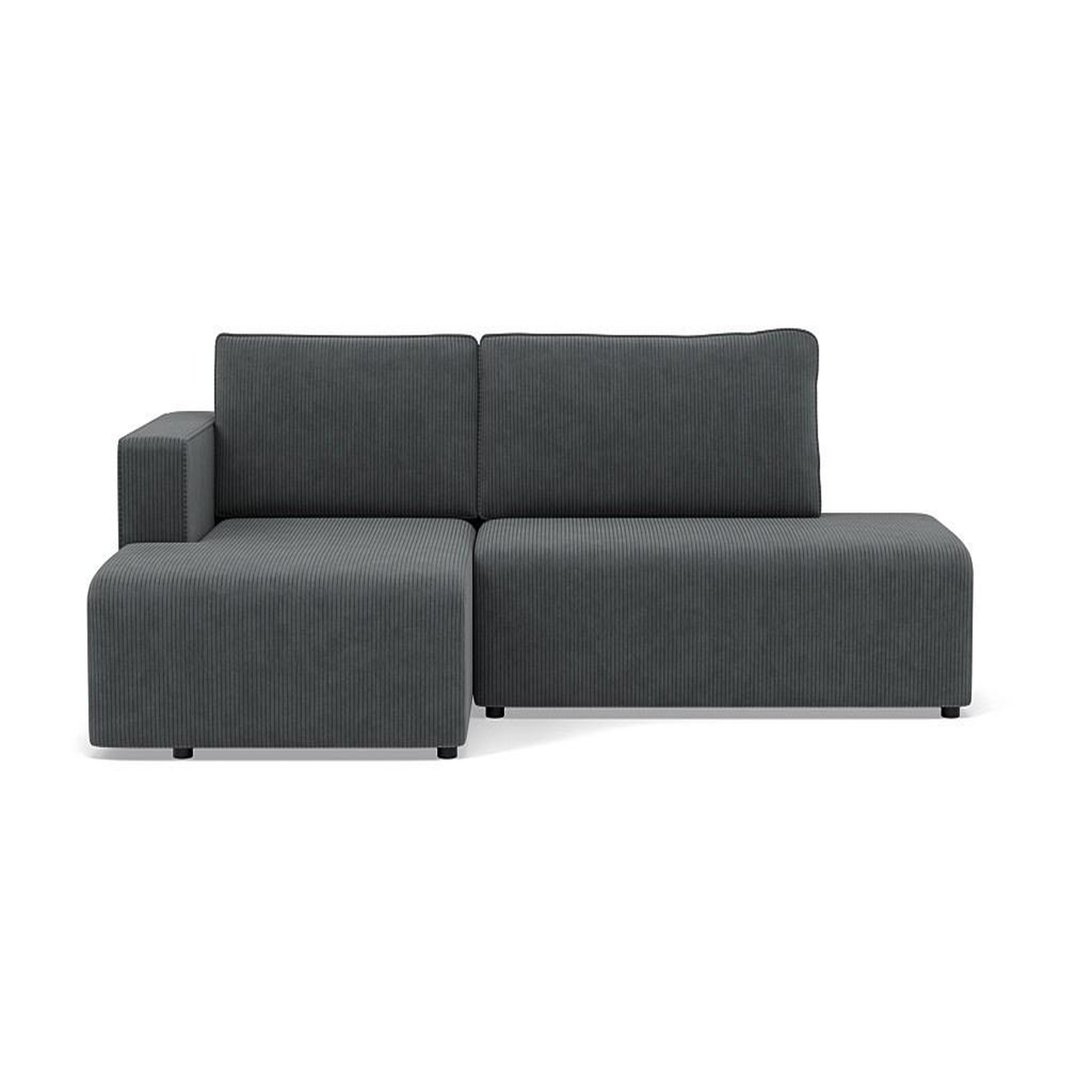 Voir la diapositive 1 : BEST MOBILIER Topaze - canapé d'angle gauche 4 places convertible avec coffre en velours côtelé