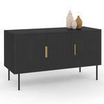 ID MARKET Buffet 110 cm MARCEL noir 3 portes effet lattes