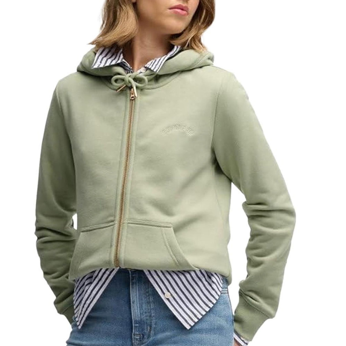 SUPERDRY Sweat Vert Femme Superdry Essential Logo Ziphood Hb